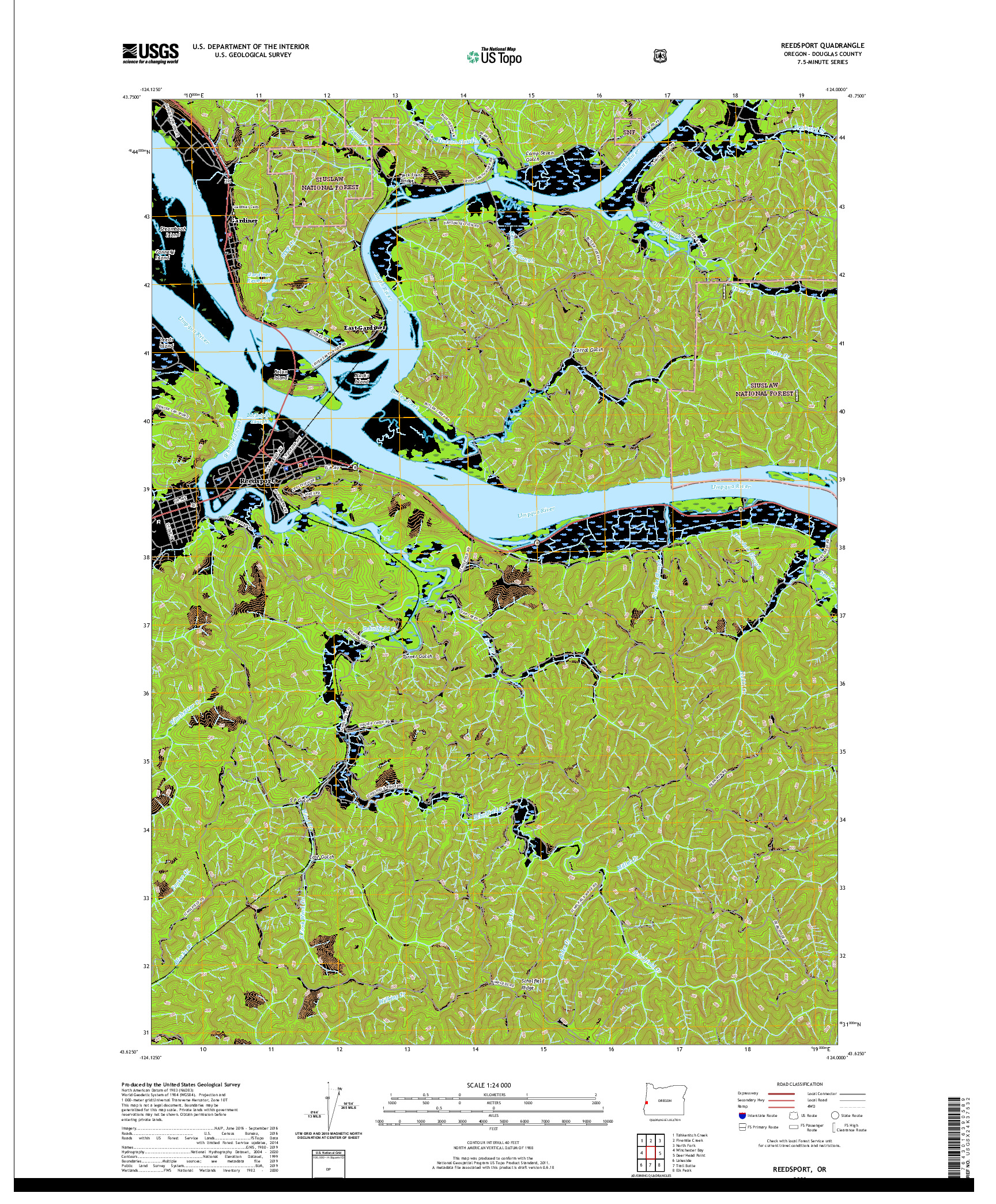 USGS US TOPO 7.5-MINUTE MAP FOR REEDSPORT, OR 2020