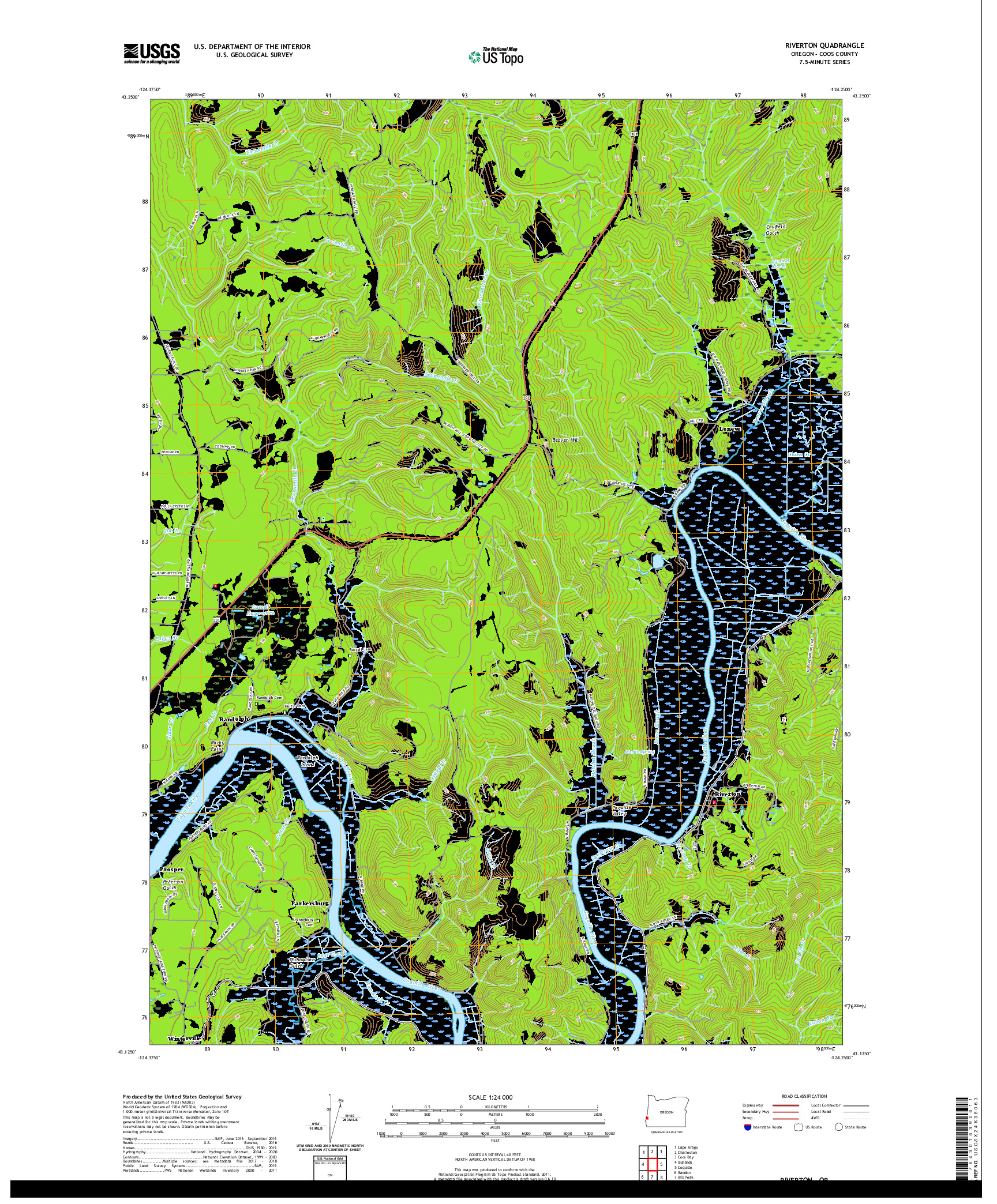 USGS US TOPO 7.5-MINUTE MAP FOR RIVERTON, OR 2020