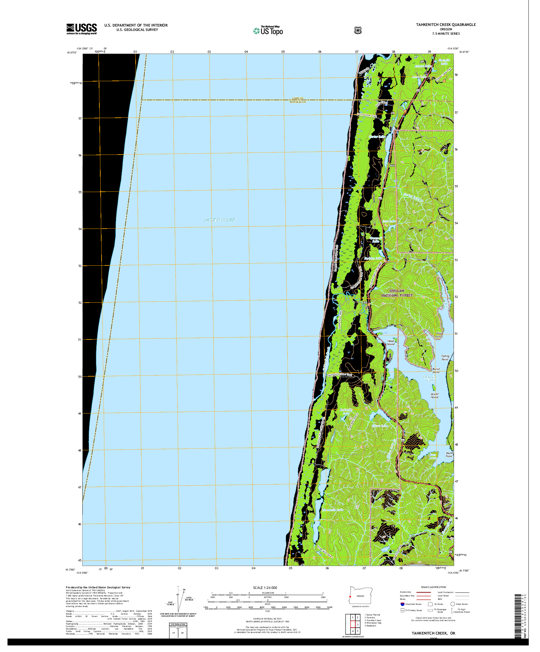 USGS US TOPO 7.5-MINUTE MAP FOR TAHKENITCH CREEK, OR 2020
