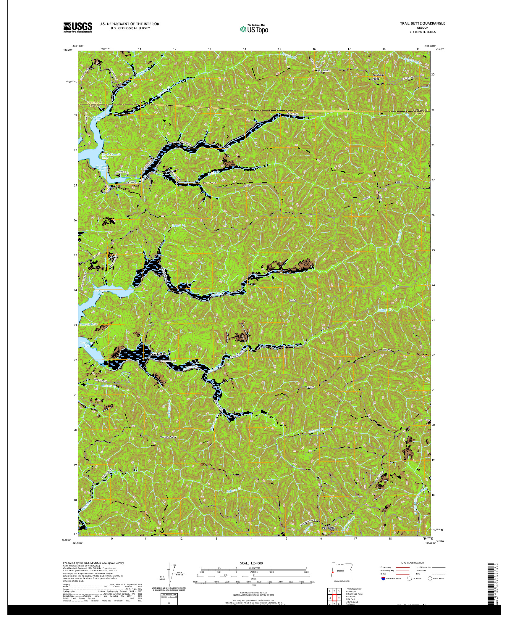 USGS US TOPO 7.5-MINUTE MAP FOR TRAIL BUTTE, OR 2020