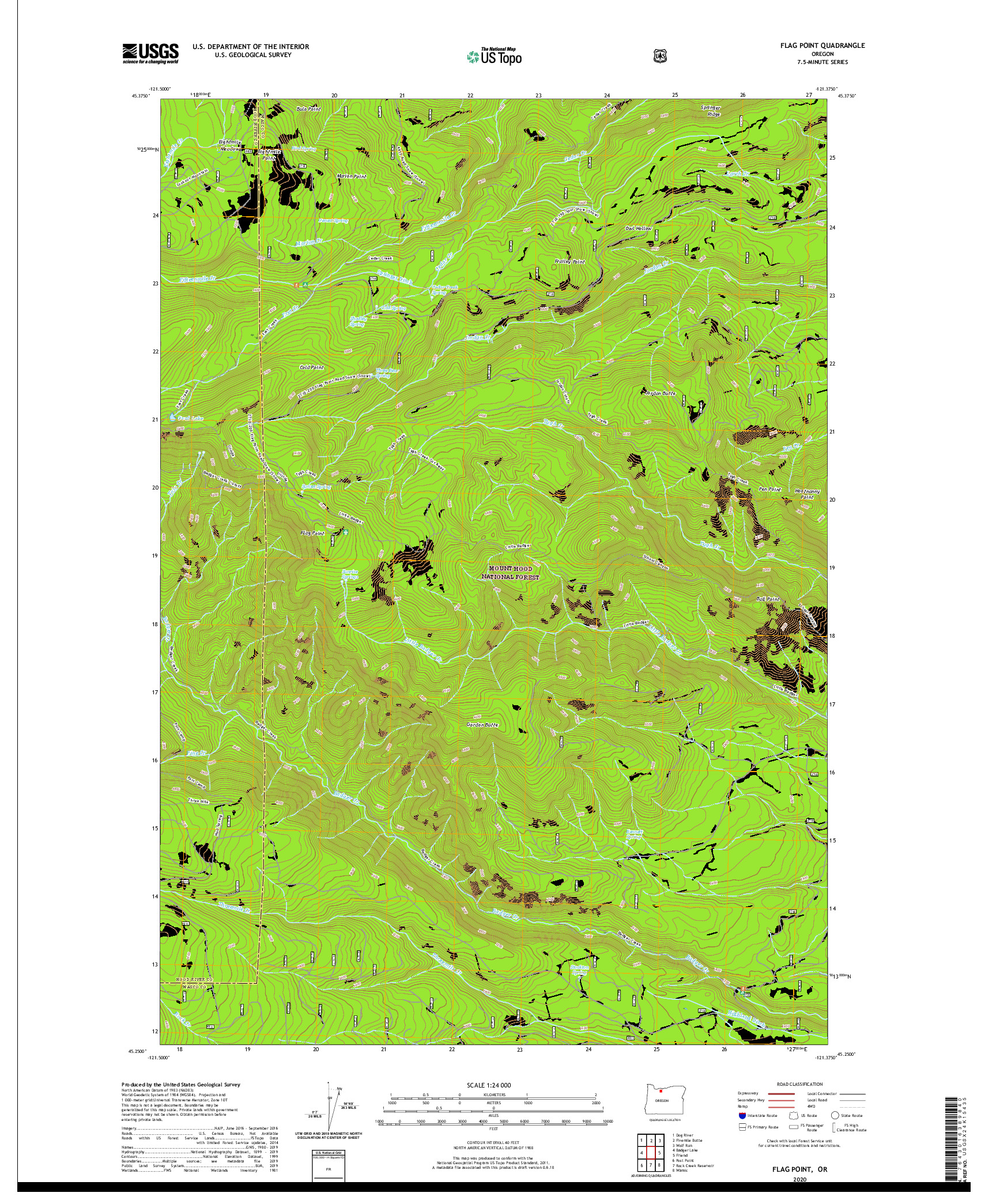 USGS US TOPO 7.5-MINUTE MAP FOR FLAG POINT, OR 2020