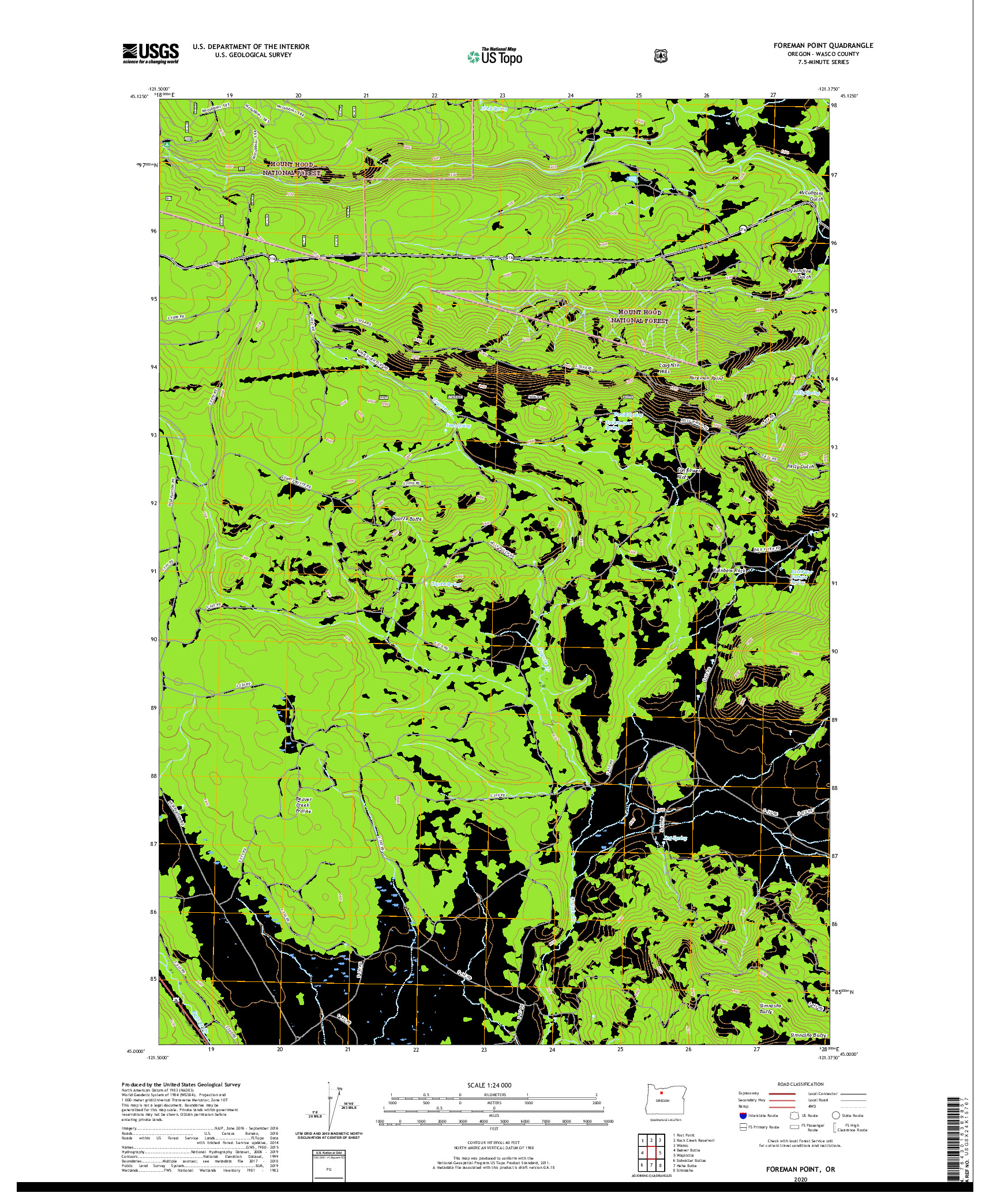 USGS US TOPO 7.5-MINUTE MAP FOR FOREMAN POINT, OR 2020