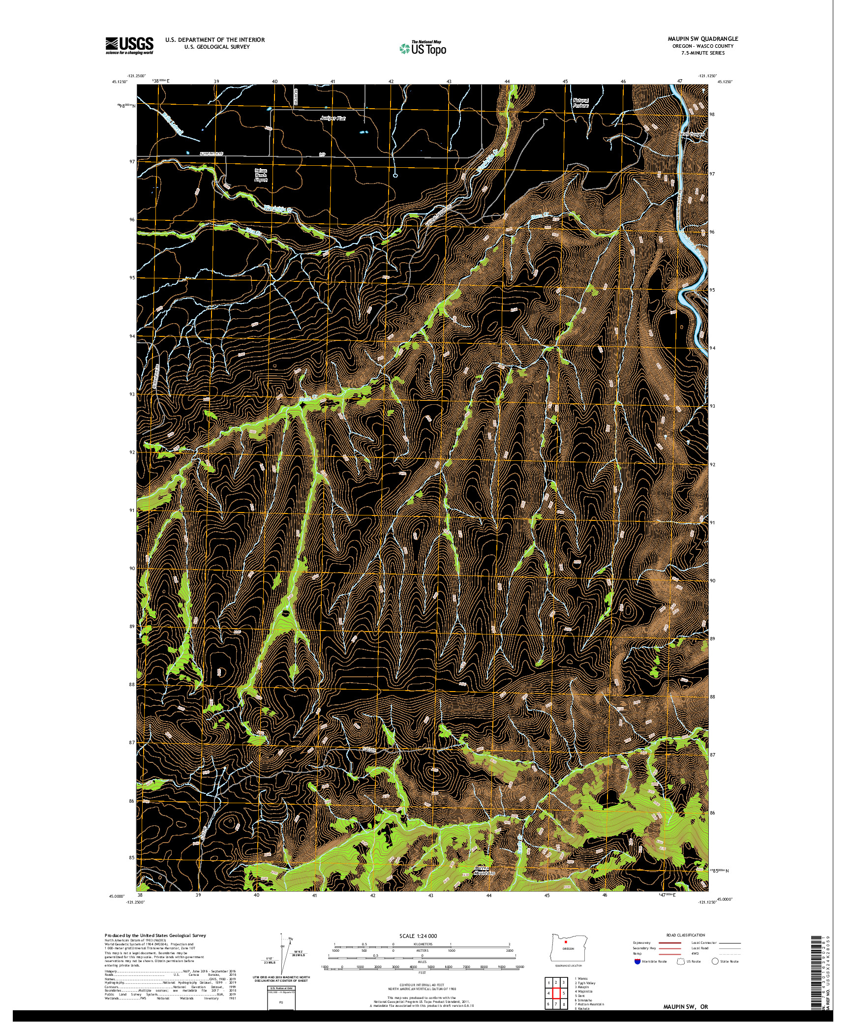 USGS US TOPO 7.5-MINUTE MAP FOR MAUPIN SW, OR 2020