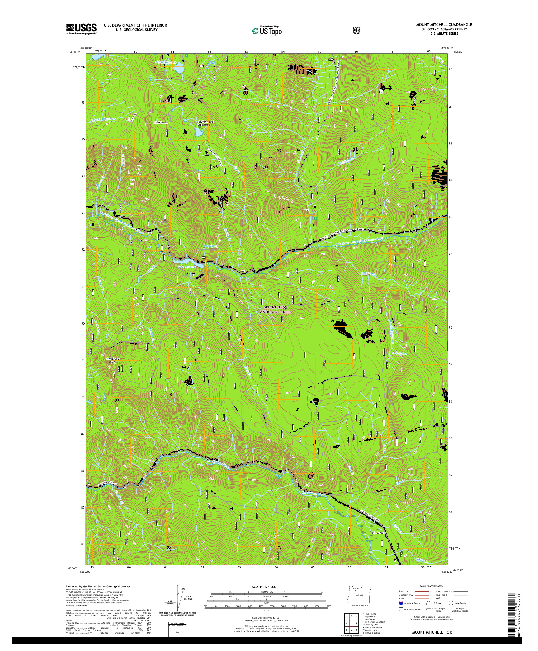 USGS US TOPO 7.5-MINUTE MAP FOR MOUNT MITCHELL, OR 2020