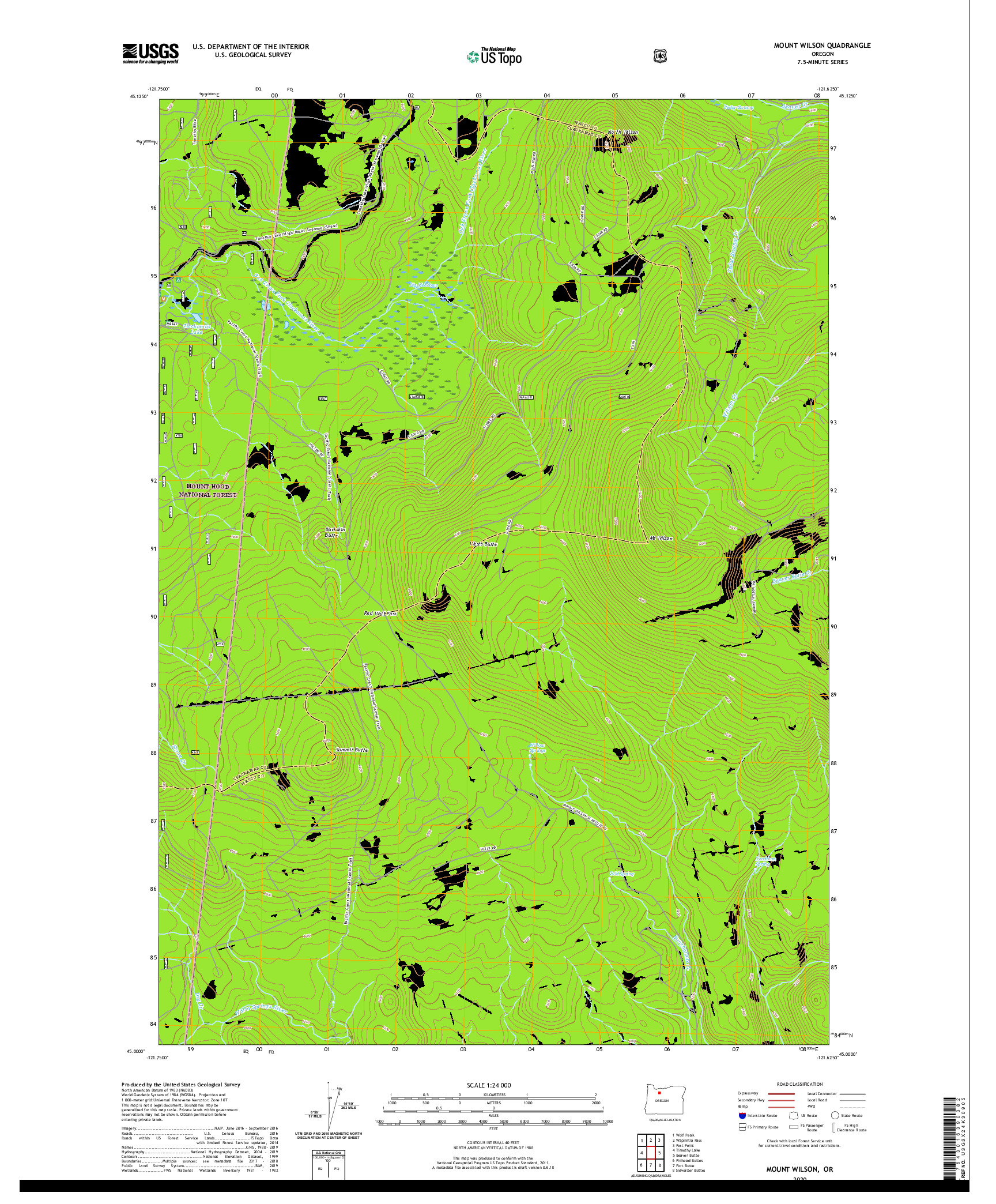 USGS US TOPO 7.5-MINUTE MAP FOR MOUNT WILSON, OR 2020