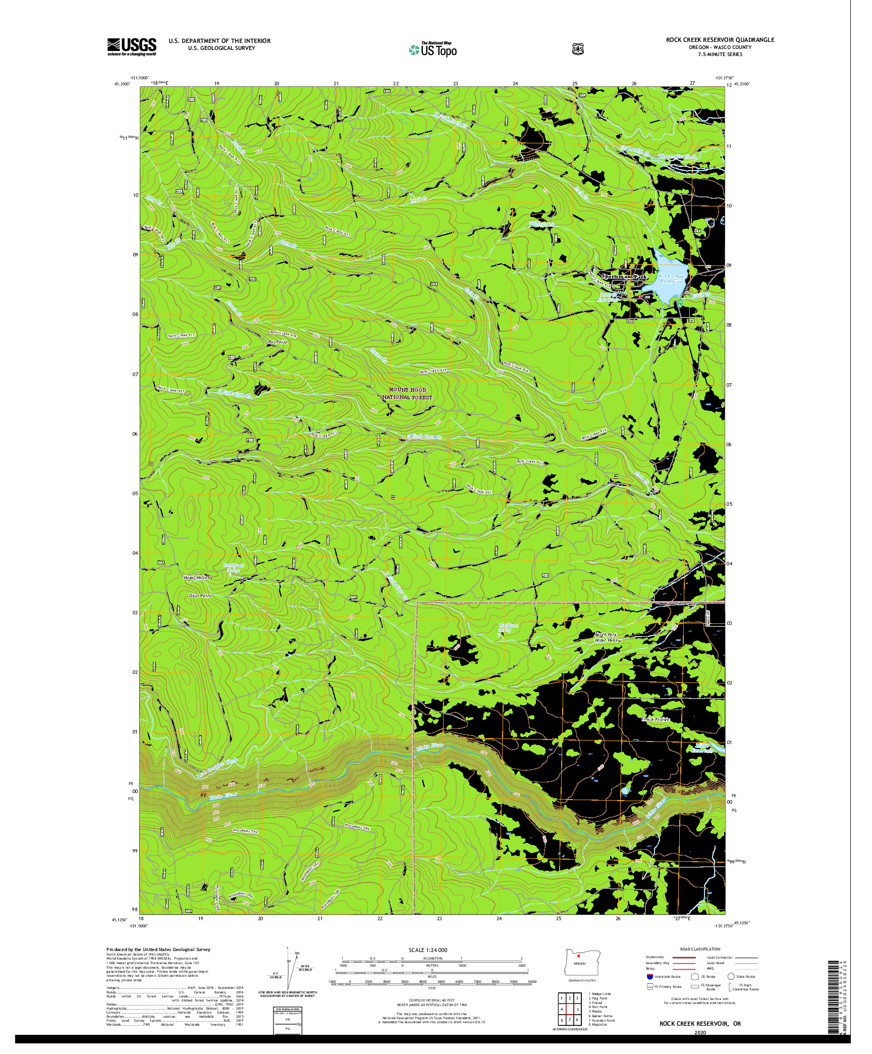 USGS US TOPO 7.5-MINUTE MAP FOR ROCK CREEK RESERVOIR, OR 2020