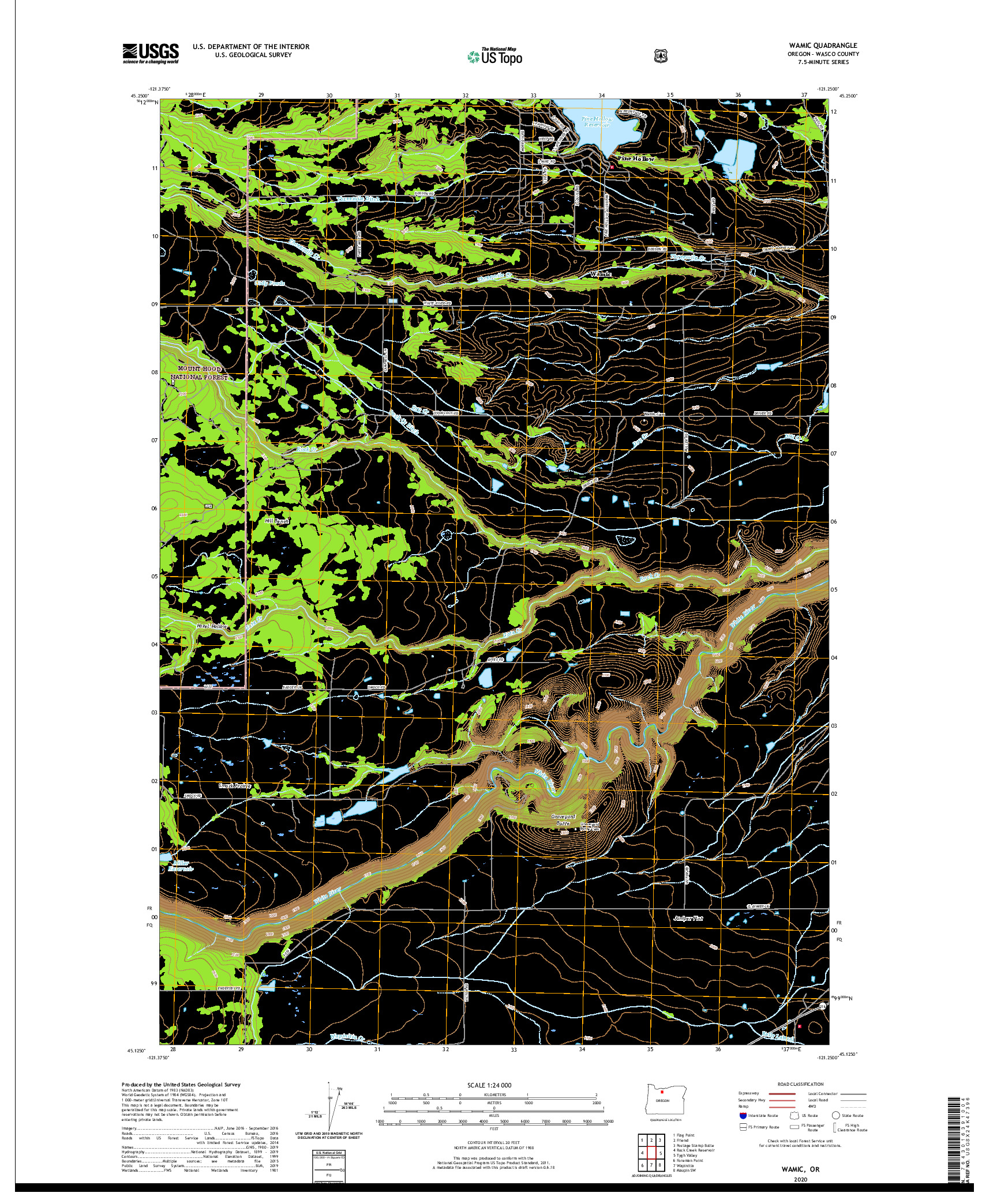 USGS US TOPO 7.5-MINUTE MAP FOR WAMIC, OR 2020