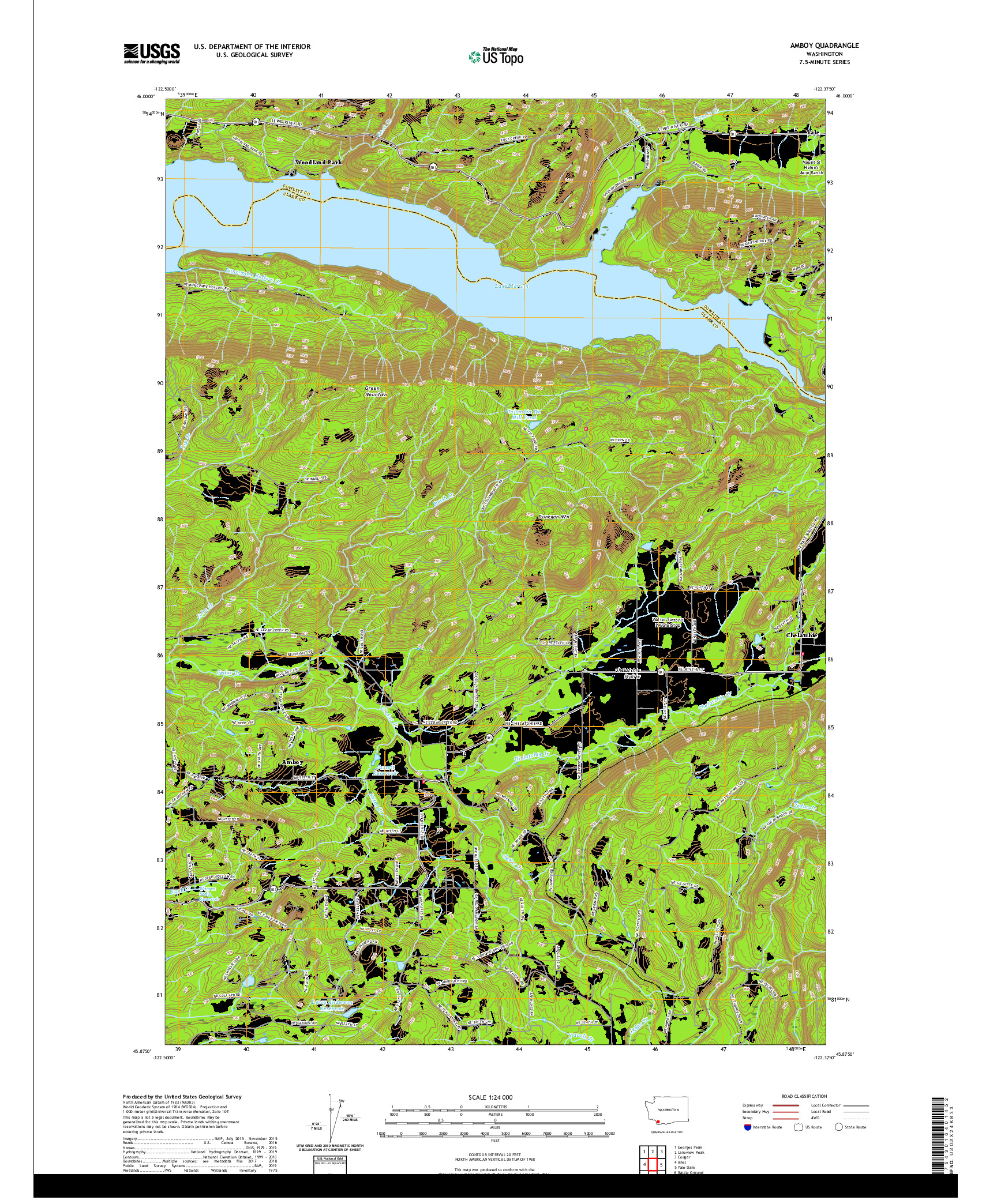 USGS US TOPO 7.5-MINUTE MAP FOR AMBOY, WA 2020