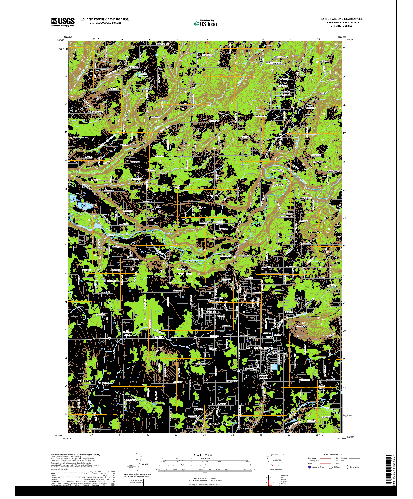 USGS US TOPO 7.5-MINUTE MAP FOR BATTLE GROUND, WA 2020