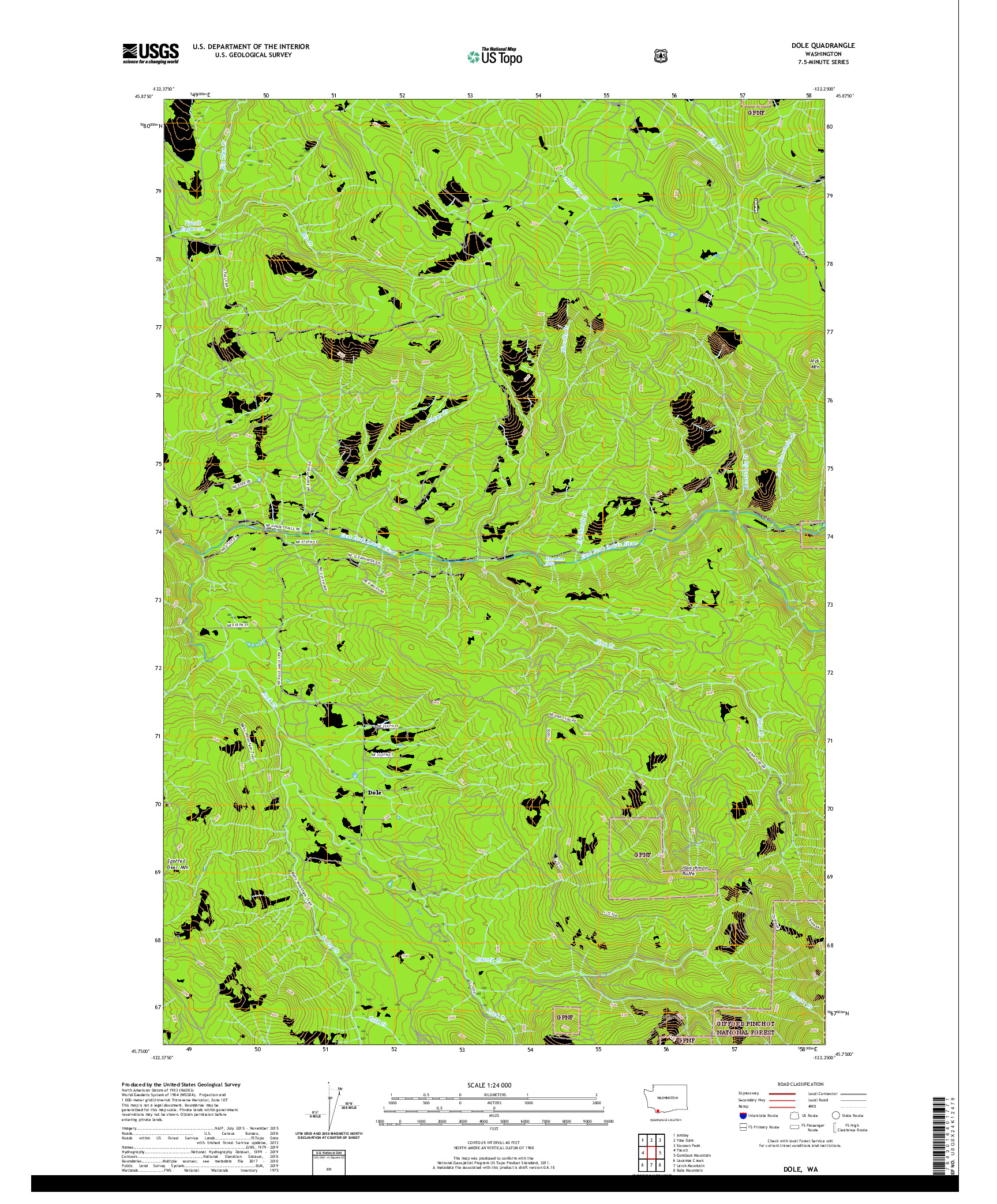 USGS US TOPO 7.5-MINUTE MAP FOR DOLE, WA 2020