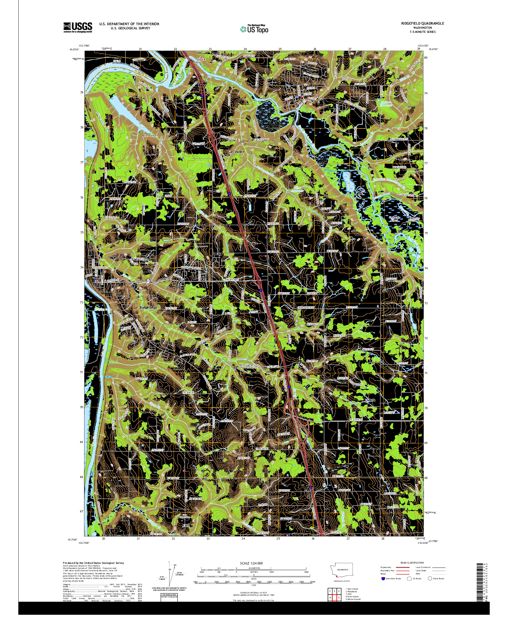 USGS US TOPO 7.5-MINUTE MAP FOR RIDGEFIELD, WA 2020