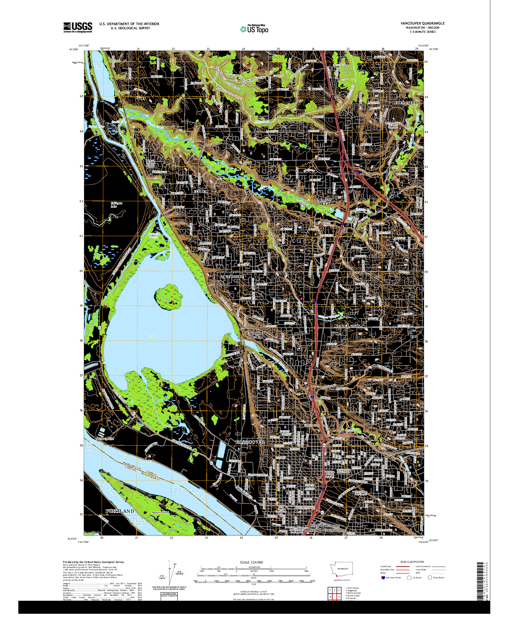 USGS US TOPO 7.5-MINUTE MAP FOR VANCOUVER, WA,OR 2020