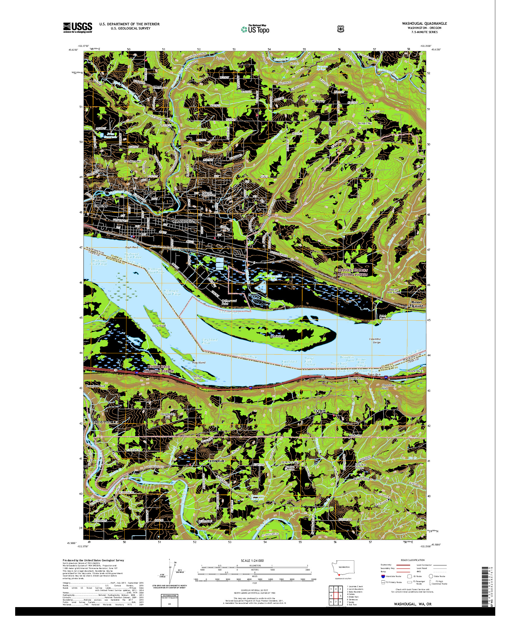 USGS US TOPO 7.5-MINUTE MAP FOR WASHOUGAL, WA,OR 2020