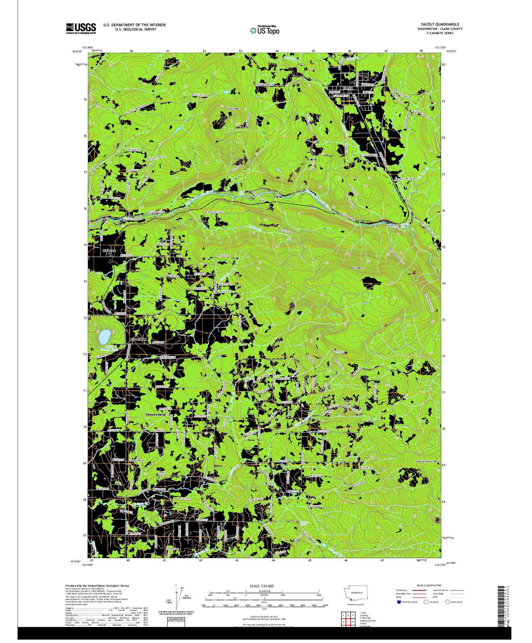 USGS US TOPO 7.5-MINUTE MAP FOR YACOLT, WA 2020