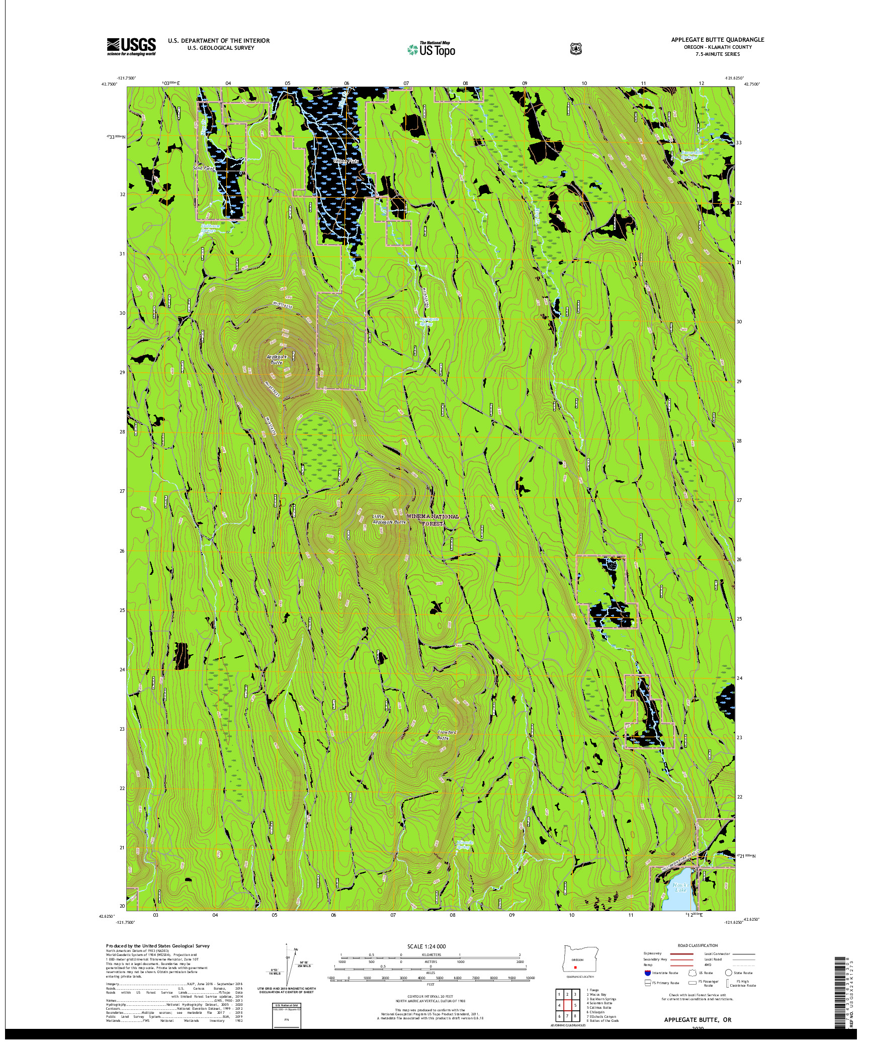 USGS US TOPO 7.5-MINUTE MAP FOR APPLEGATE BUTTE, OR 2020