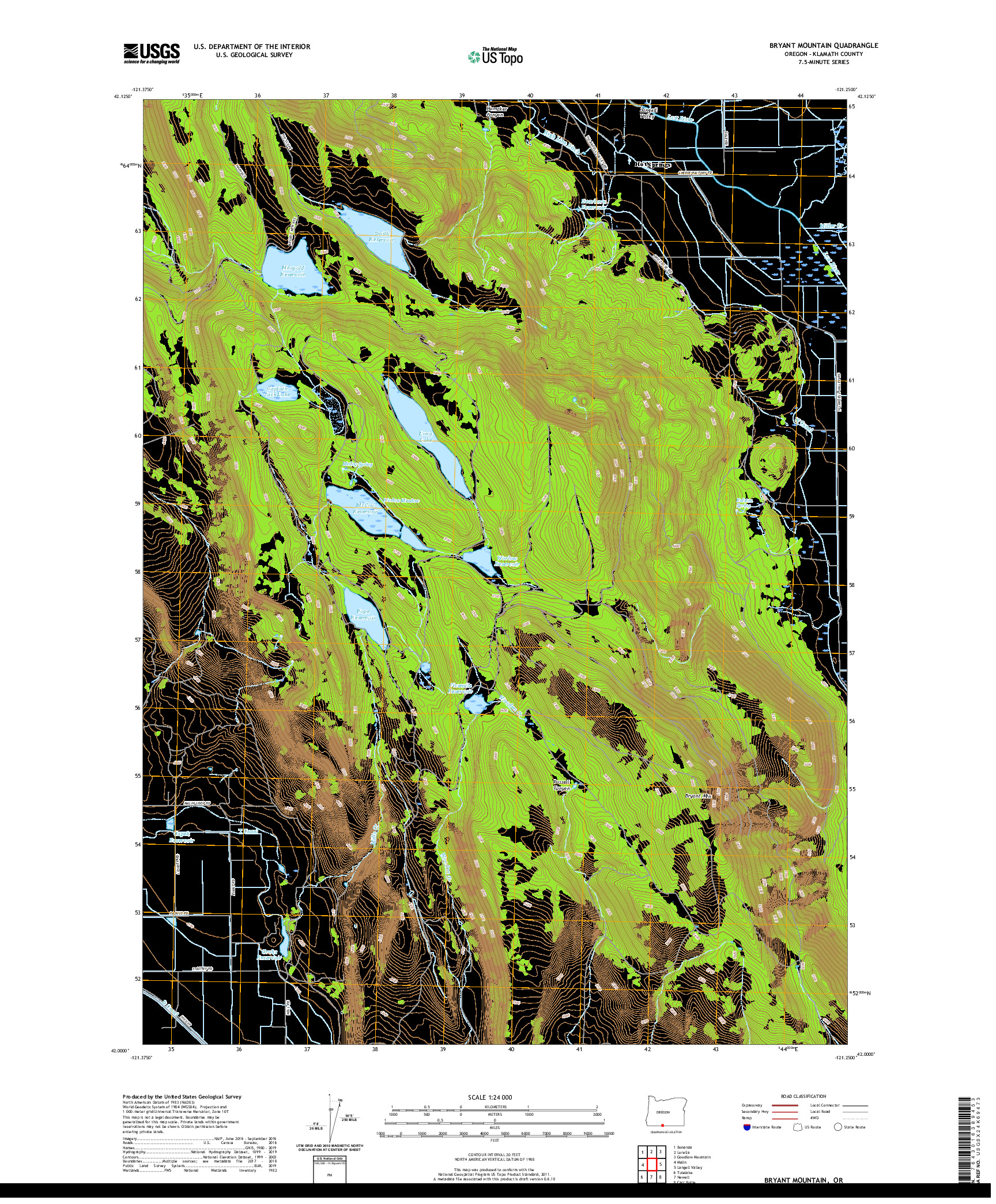USGS US TOPO 7.5-MINUTE MAP FOR BRYANT MOUNTAIN, OR 2020