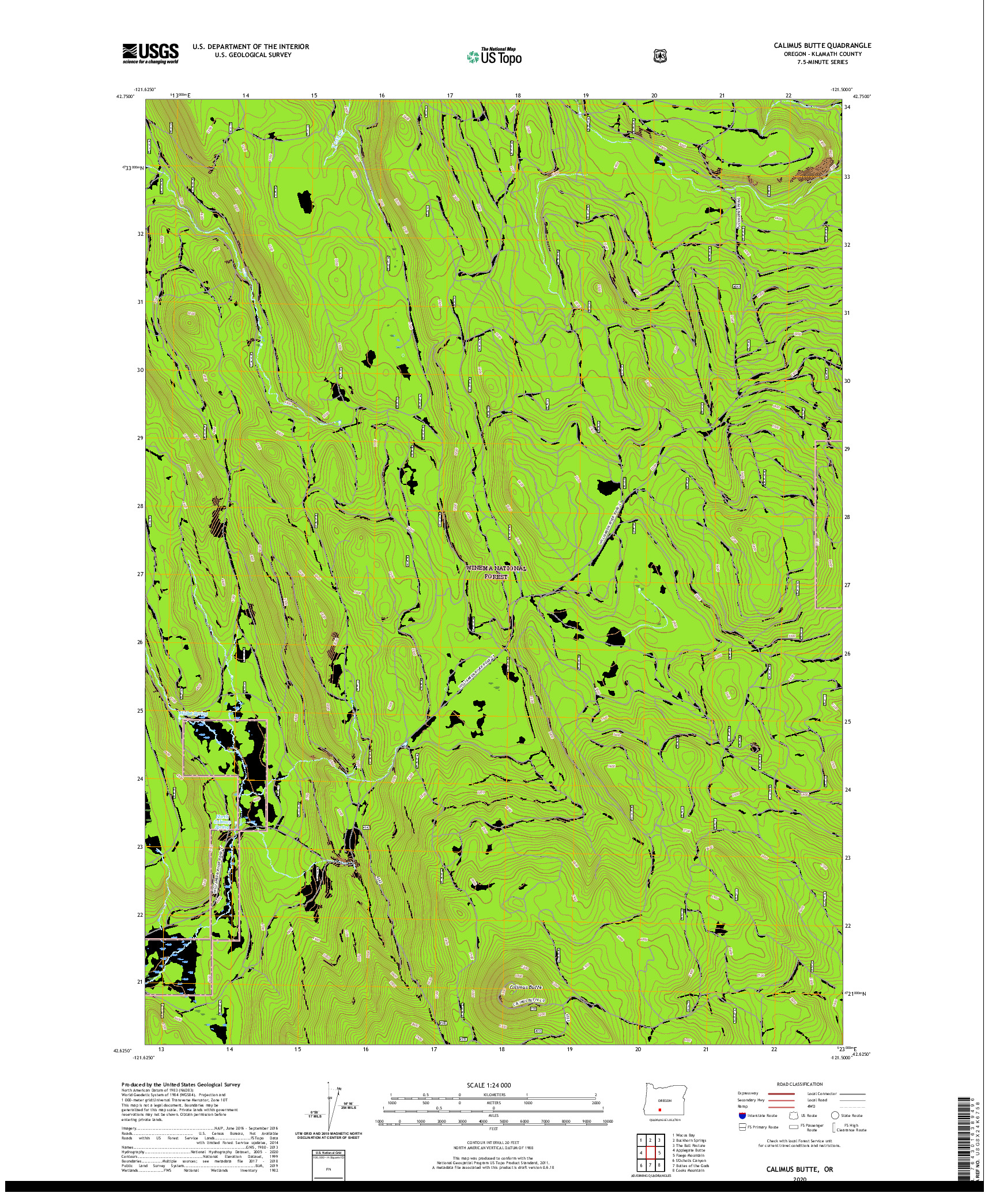 USGS US TOPO 7.5-MINUTE MAP FOR CALIMUS BUTTE, OR 2020