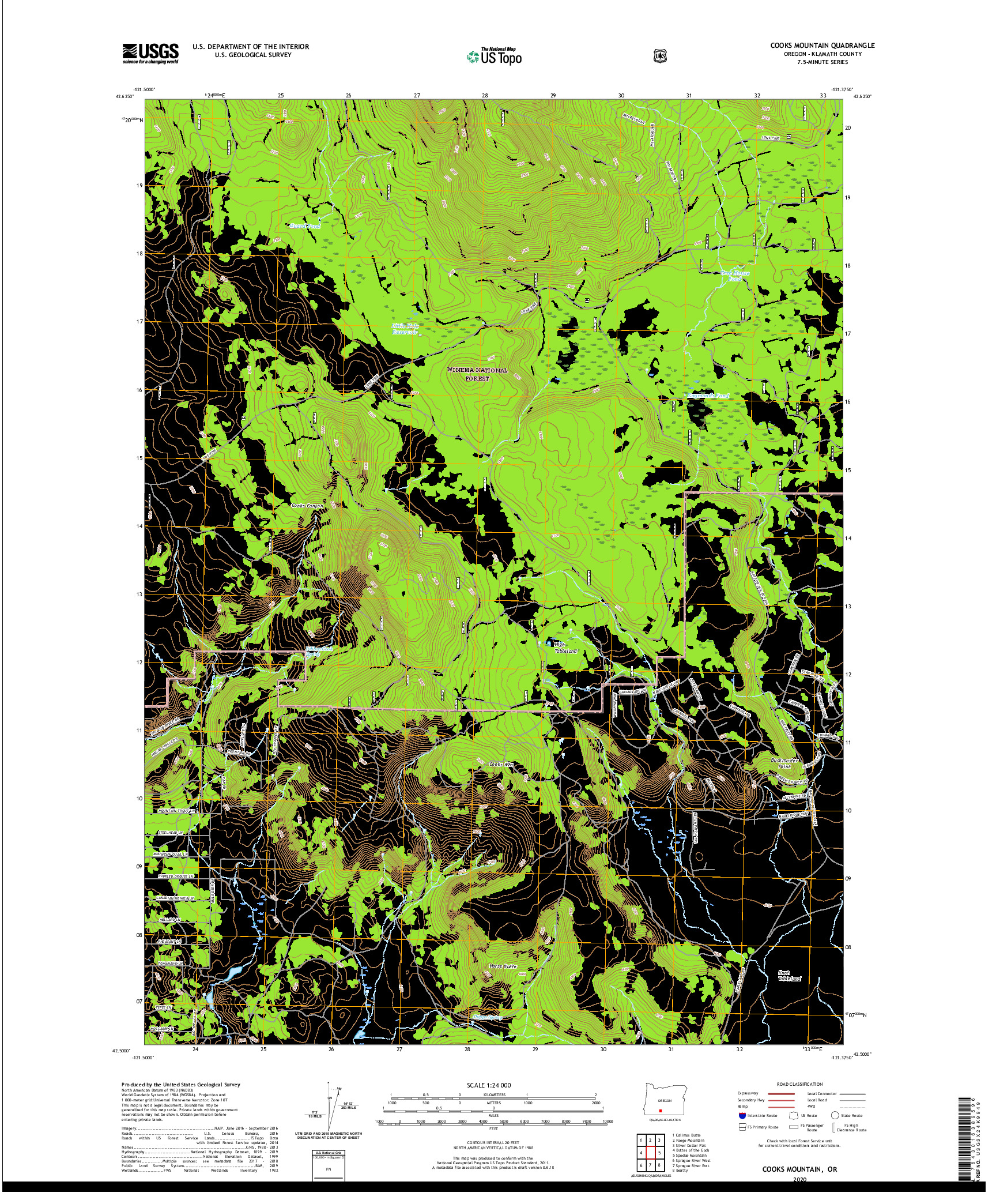 USGS US TOPO 7.5-MINUTE MAP FOR COOKS MOUNTAIN, OR 2020