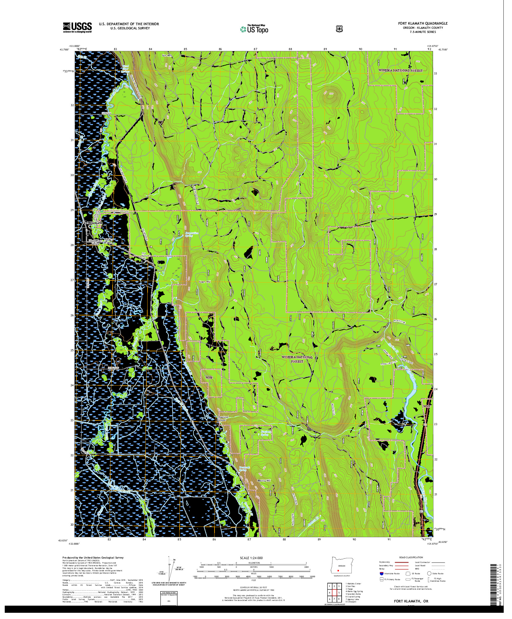 USGS US TOPO 7.5-MINUTE MAP FOR FORT KLAMATH, OR 2020