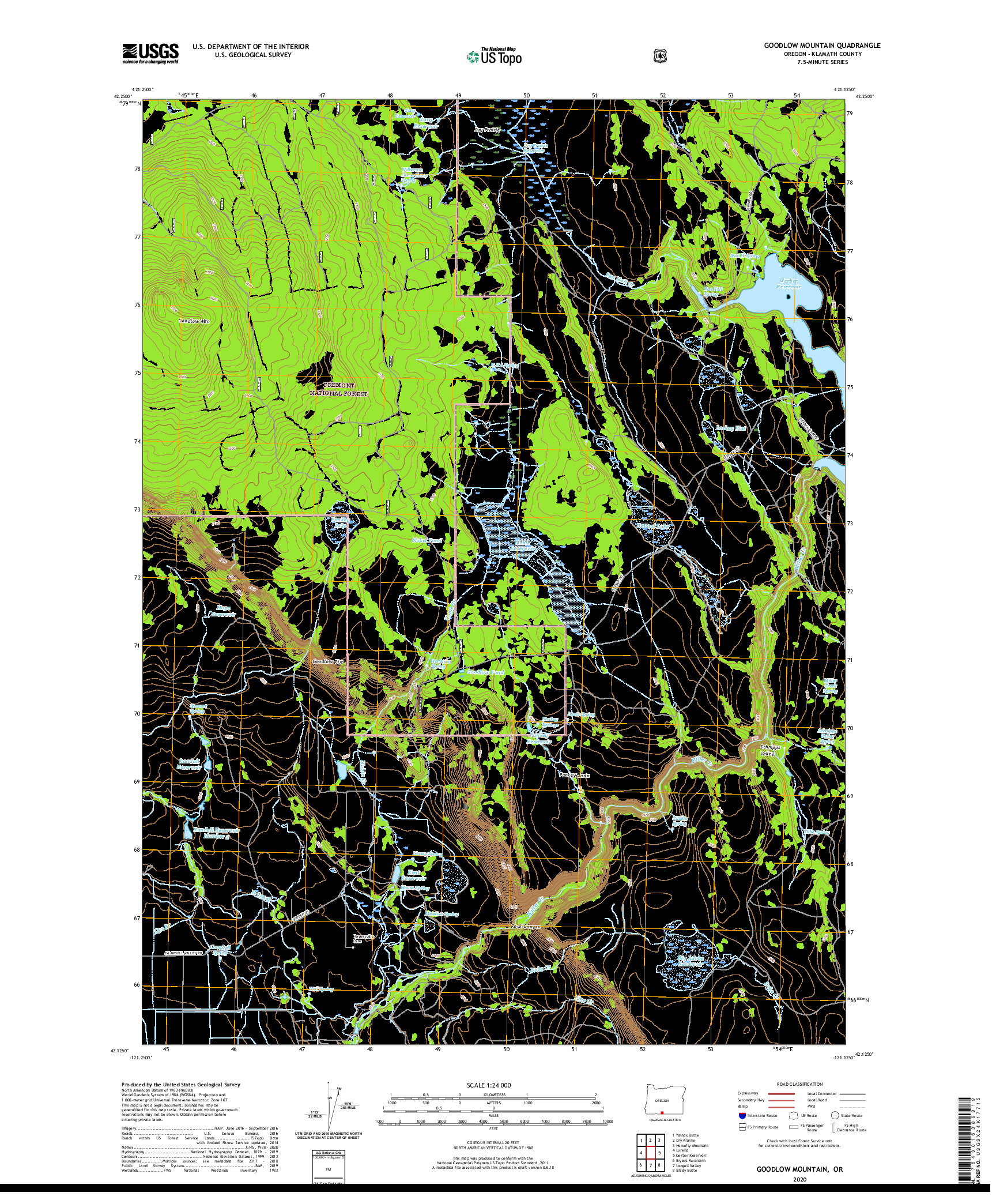 USGS US TOPO 7.5-MINUTE MAP FOR GOODLOW MOUNTAIN, OR 2020