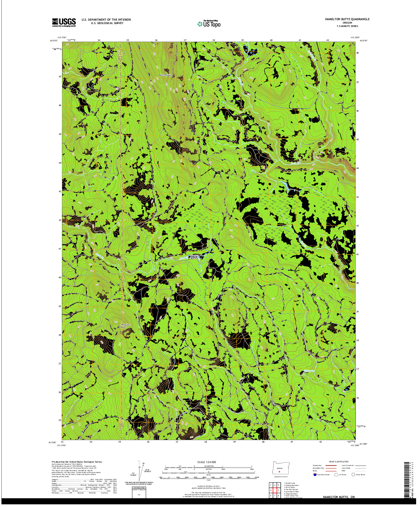 USGS US TOPO 7.5-MINUTE MAP FOR HAMELTON BUTTE, OR 2020