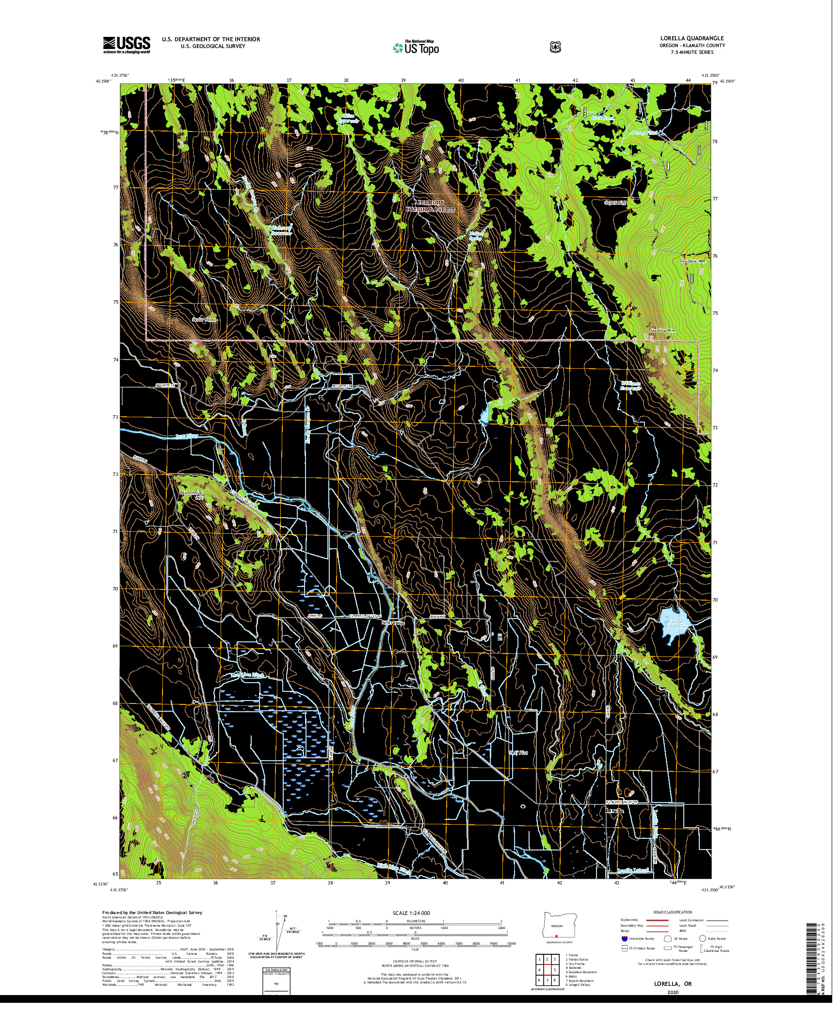 USGS US TOPO 7.5-MINUTE MAP FOR LORELLA, OR 2020