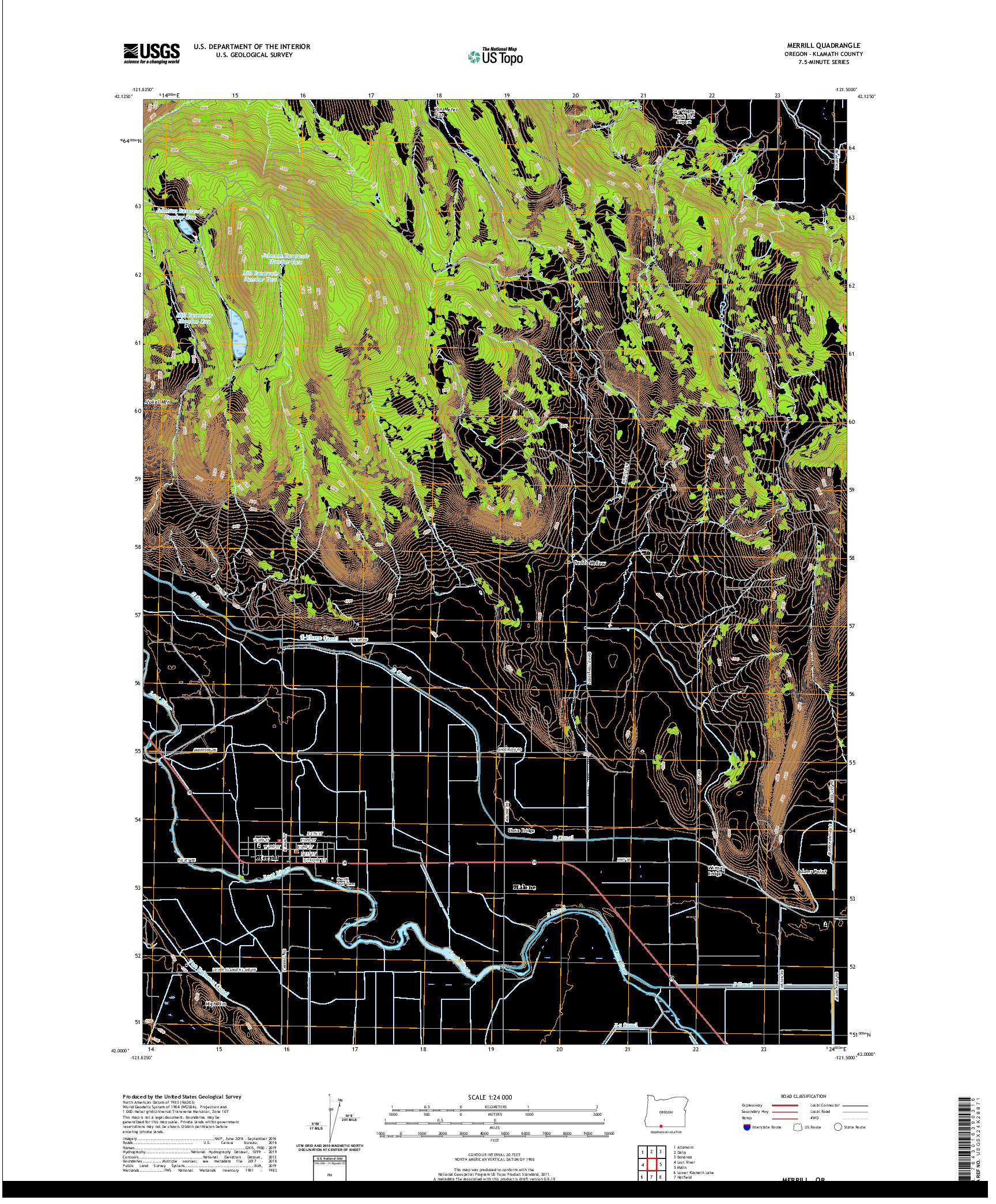 USGS US TOPO 7.5-MINUTE MAP FOR MERRILL, OR 2020