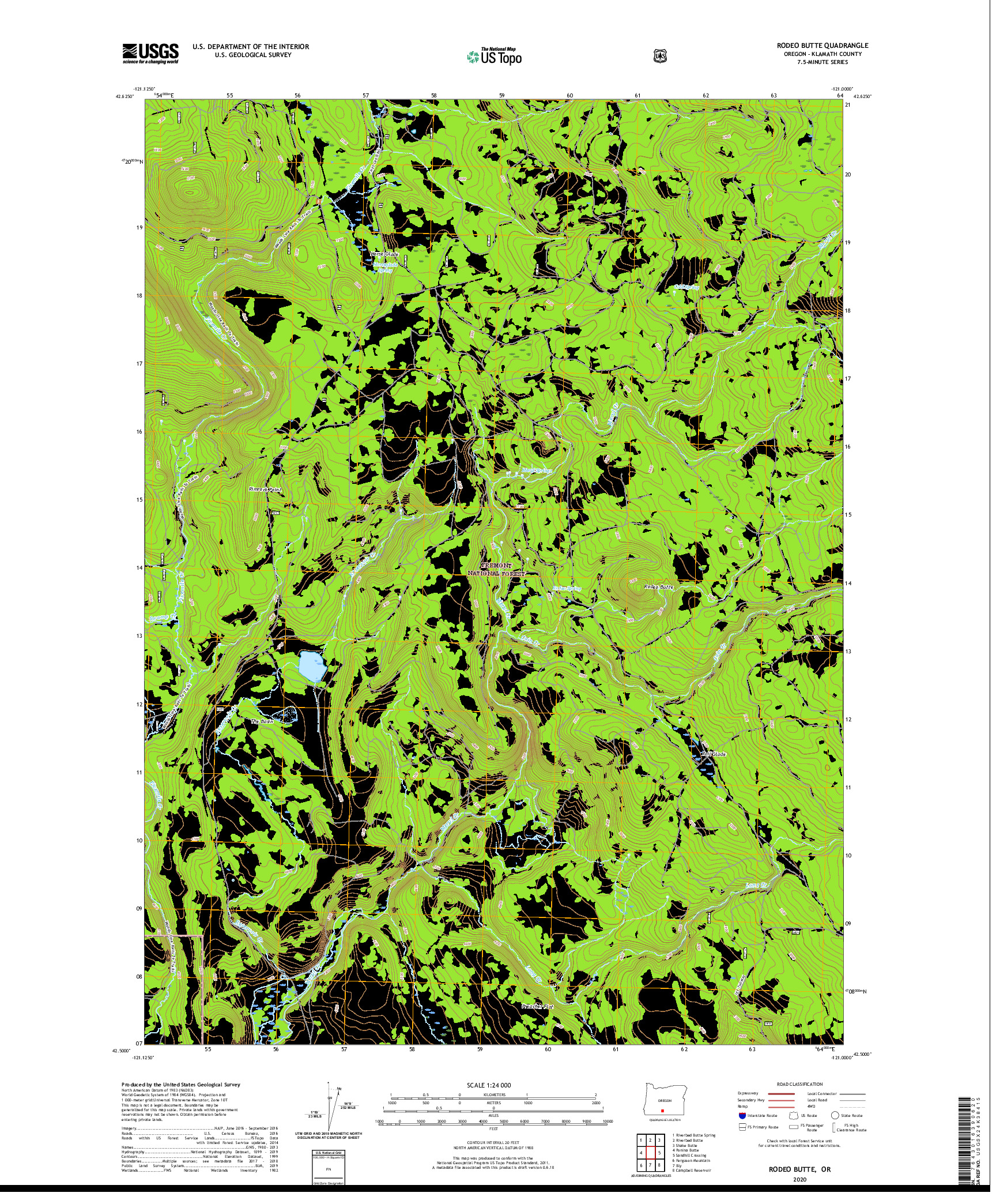 USGS US TOPO 7.5-MINUTE MAP FOR RODEO BUTTE, OR 2020