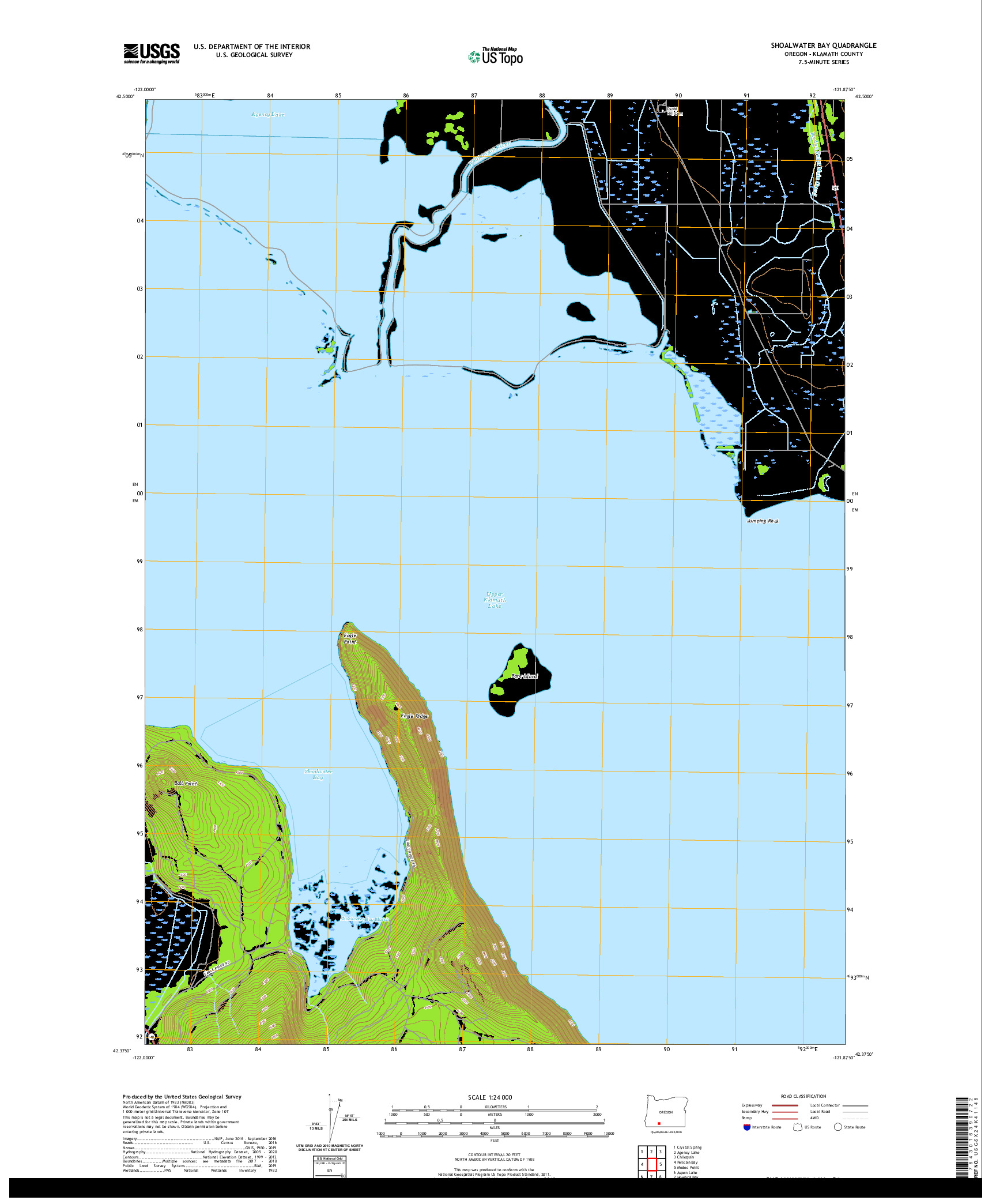 USGS US TOPO 7.5-MINUTE MAP FOR SHOALWATER BAY, OR 2020