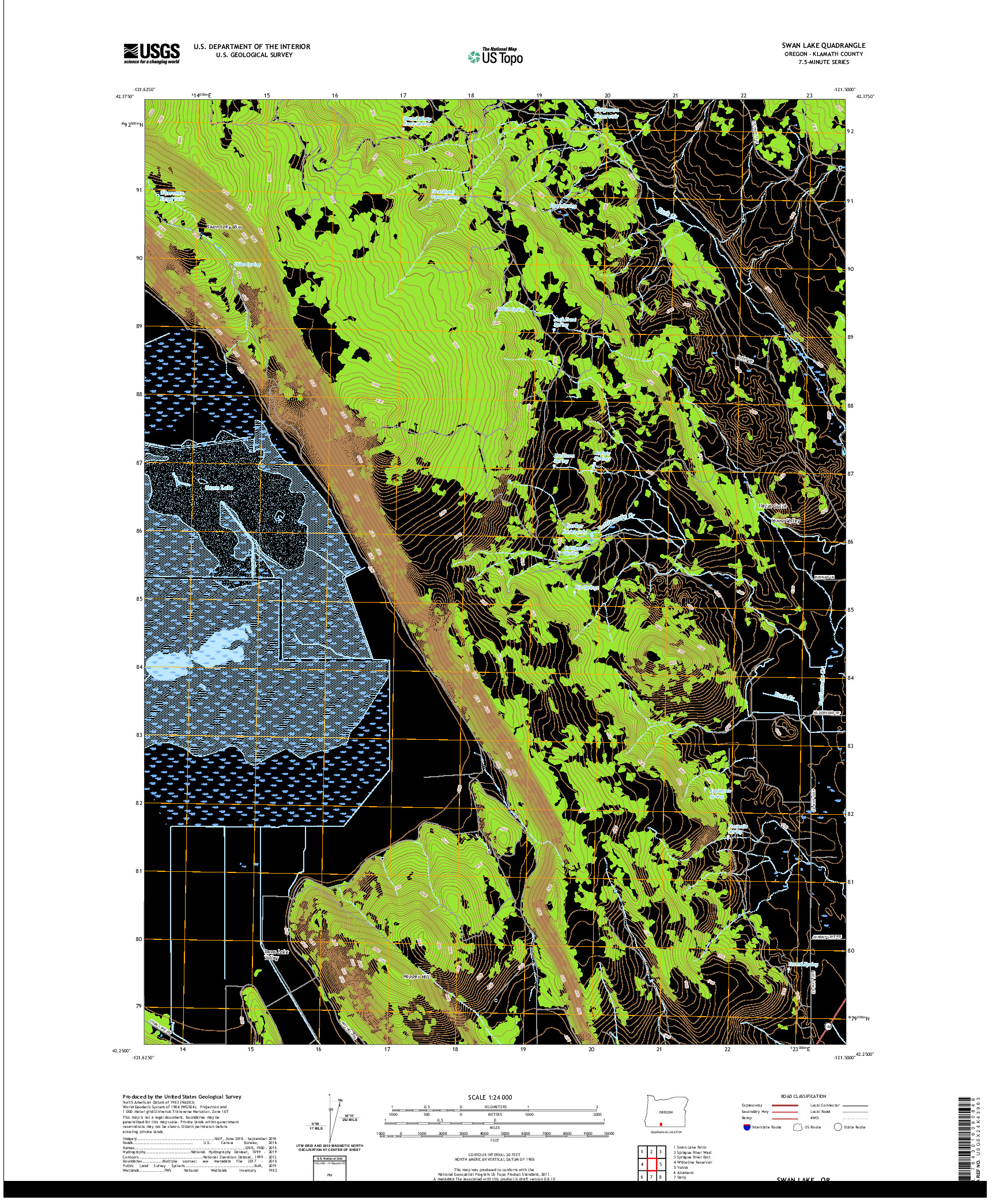 USGS US TOPO 7.5-MINUTE MAP FOR SWAN LAKE, OR 2020