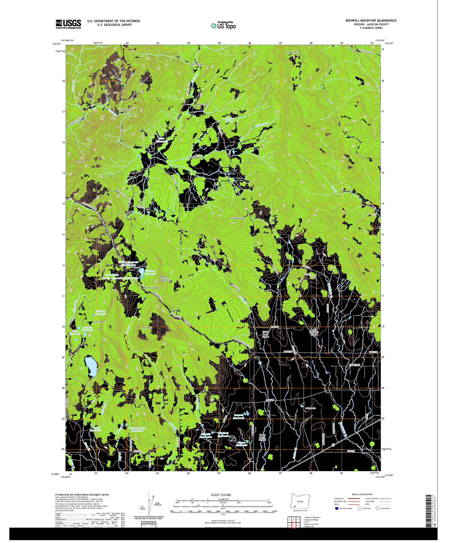 USGS US TOPO 7.5-MINUTE MAP FOR BOSWELL MOUNTAIN, OR 2020