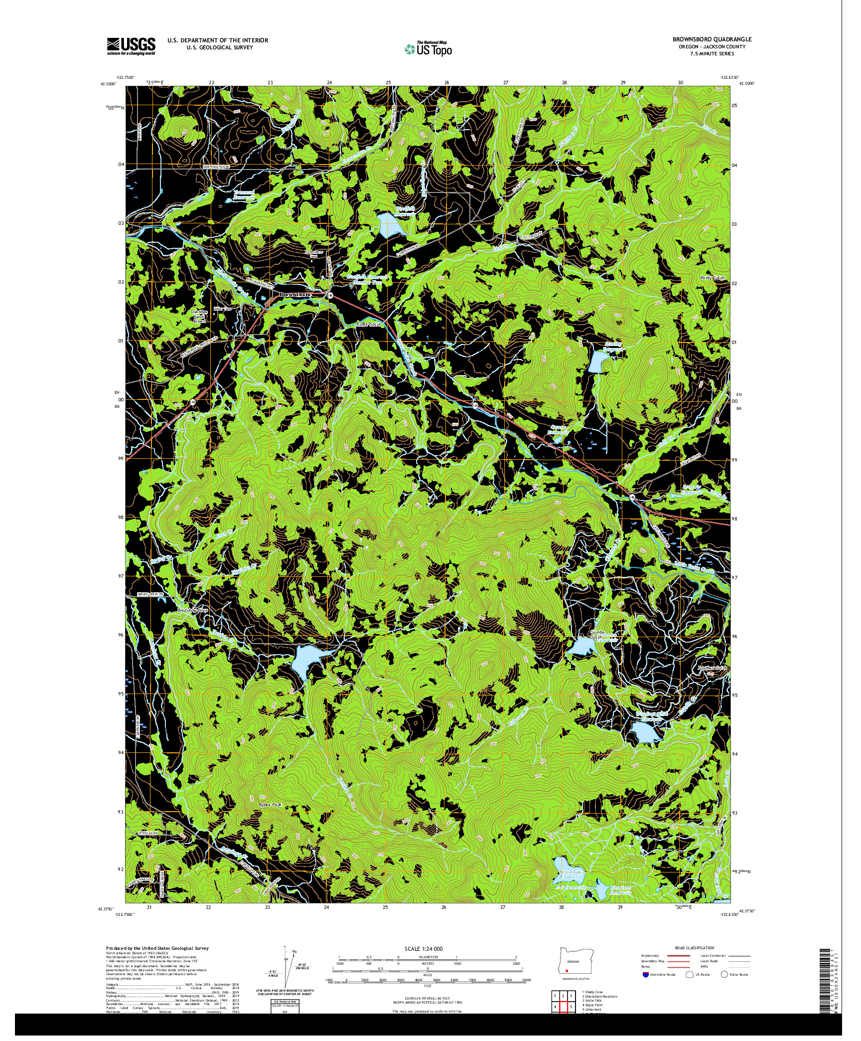 USGS US TOPO 7.5-MINUTE MAP FOR BROWNSBORO, OR 2020