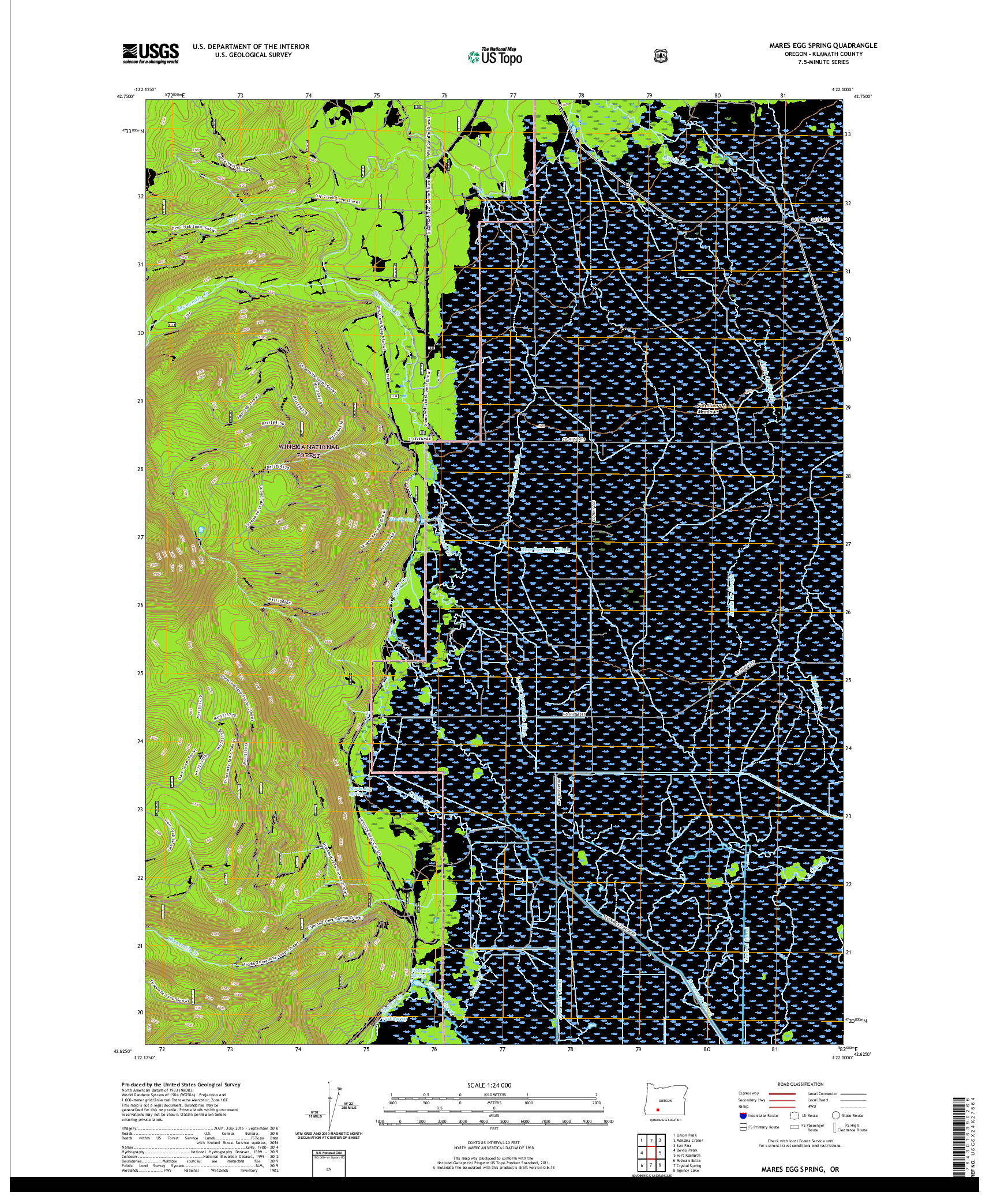 USGS US TOPO 7.5-MINUTE MAP FOR MARES EGG SPRING, OR 2020