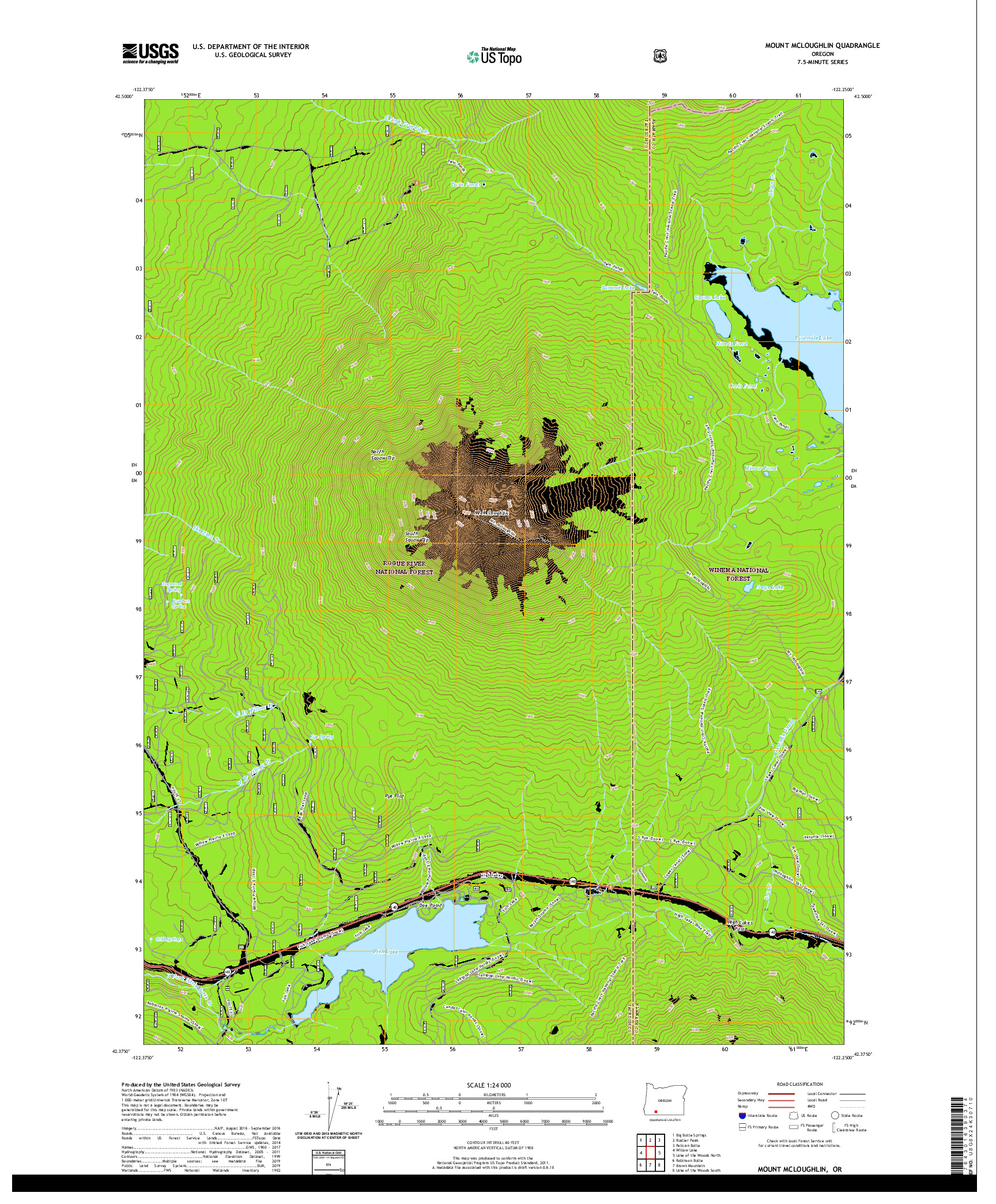 USGS US TOPO 7.5-MINUTE MAP FOR MOUNT MCLOUGHLIN, OR 2020