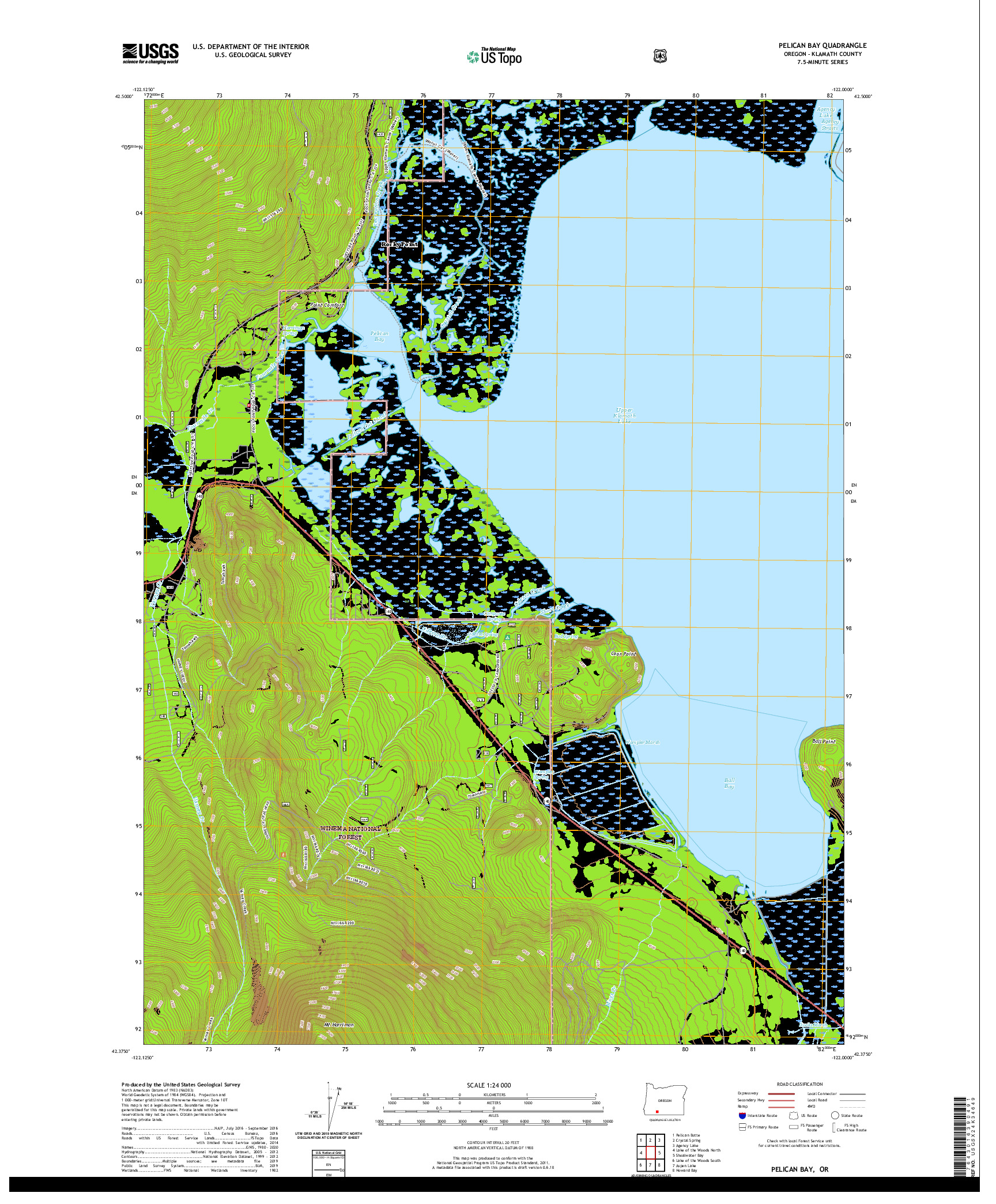 USGS US TOPO 7.5-MINUTE MAP FOR PELICAN BAY, OR 2020