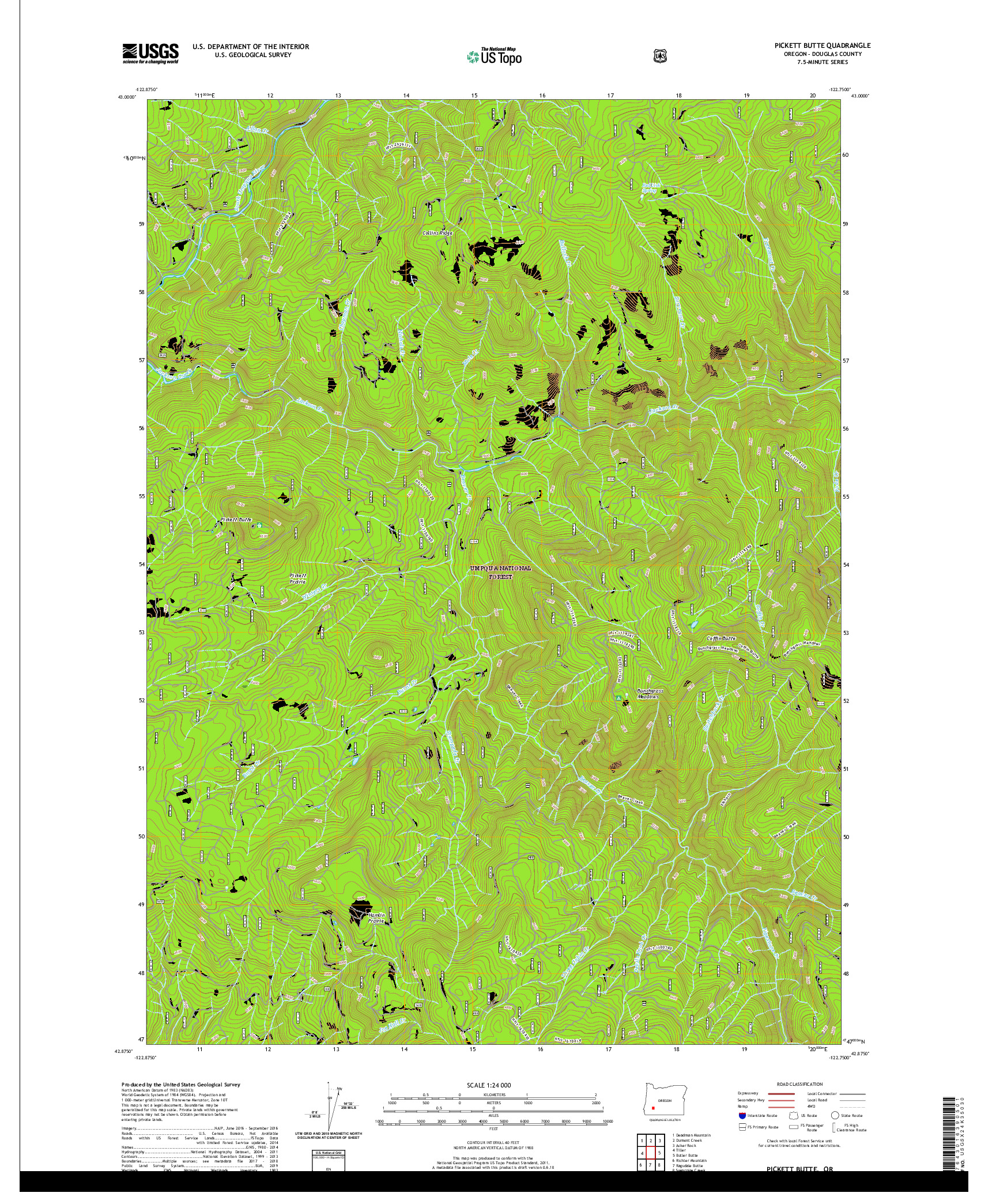 USGS US TOPO 7.5-MINUTE MAP FOR PICKETT BUTTE, OR 2020