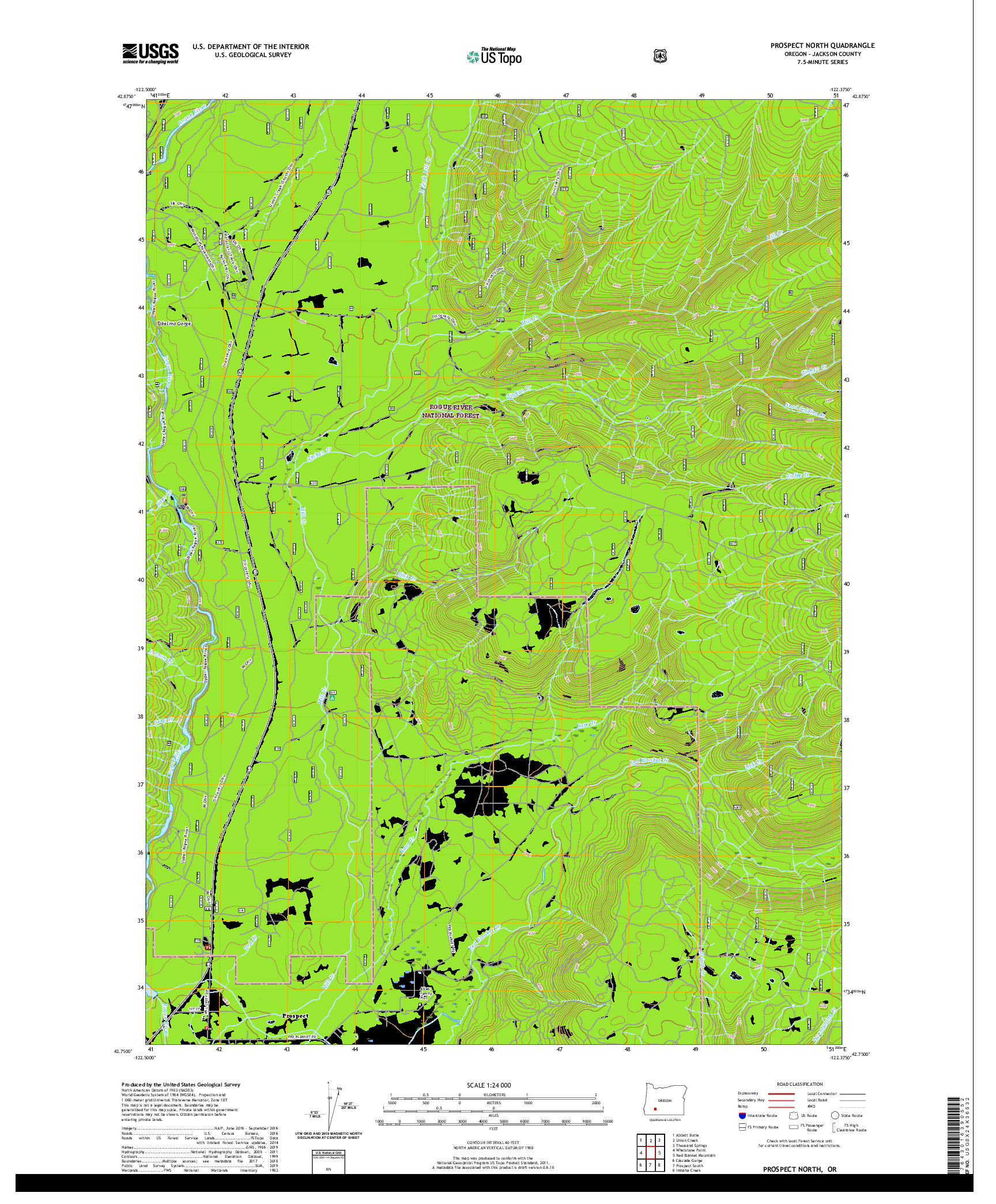USGS US TOPO 7.5-MINUTE MAP FOR PROSPECT NORTH, OR 2020