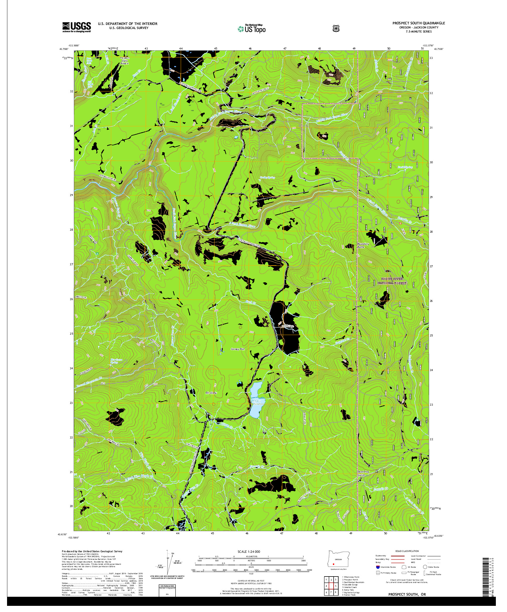 USGS US TOPO 7.5-MINUTE MAP FOR PROSPECT SOUTH, OR 2020