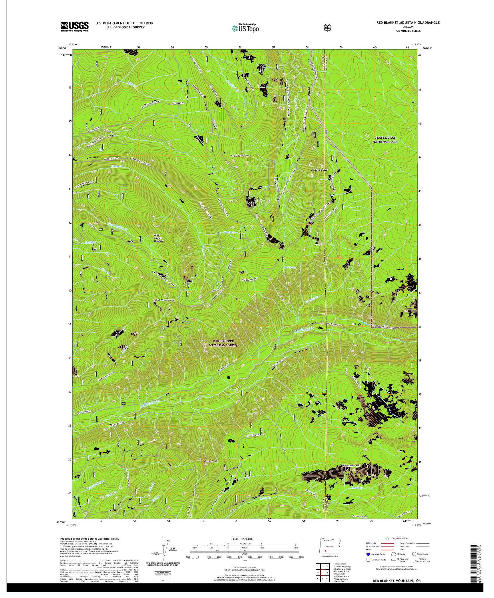 USGS US TOPO 7.5-MINUTE MAP FOR RED BLANKET MOUNTAIN, OR 2020