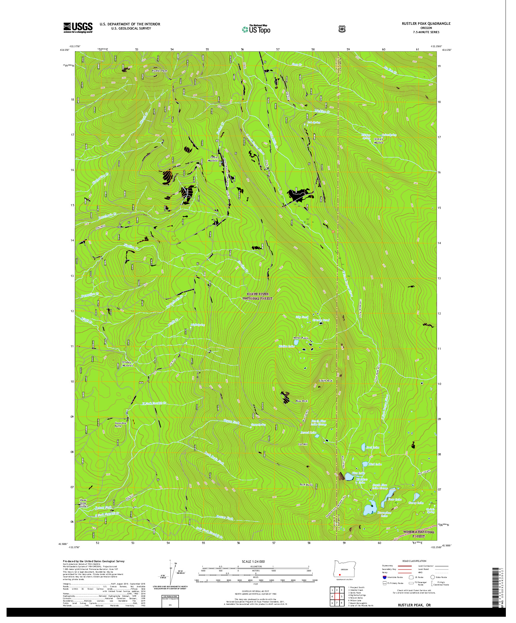 USGS US TOPO 7.5-MINUTE MAP FOR RUSTLER PEAK, OR 2020