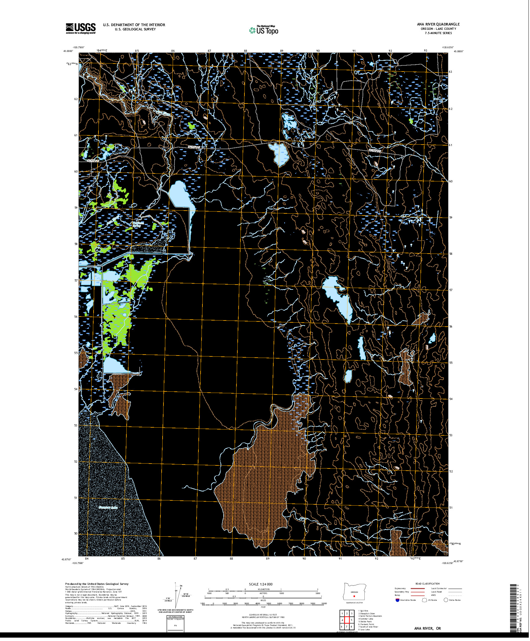 USGS US TOPO 7.5-MINUTE MAP FOR ANA RIVER, OR 2020