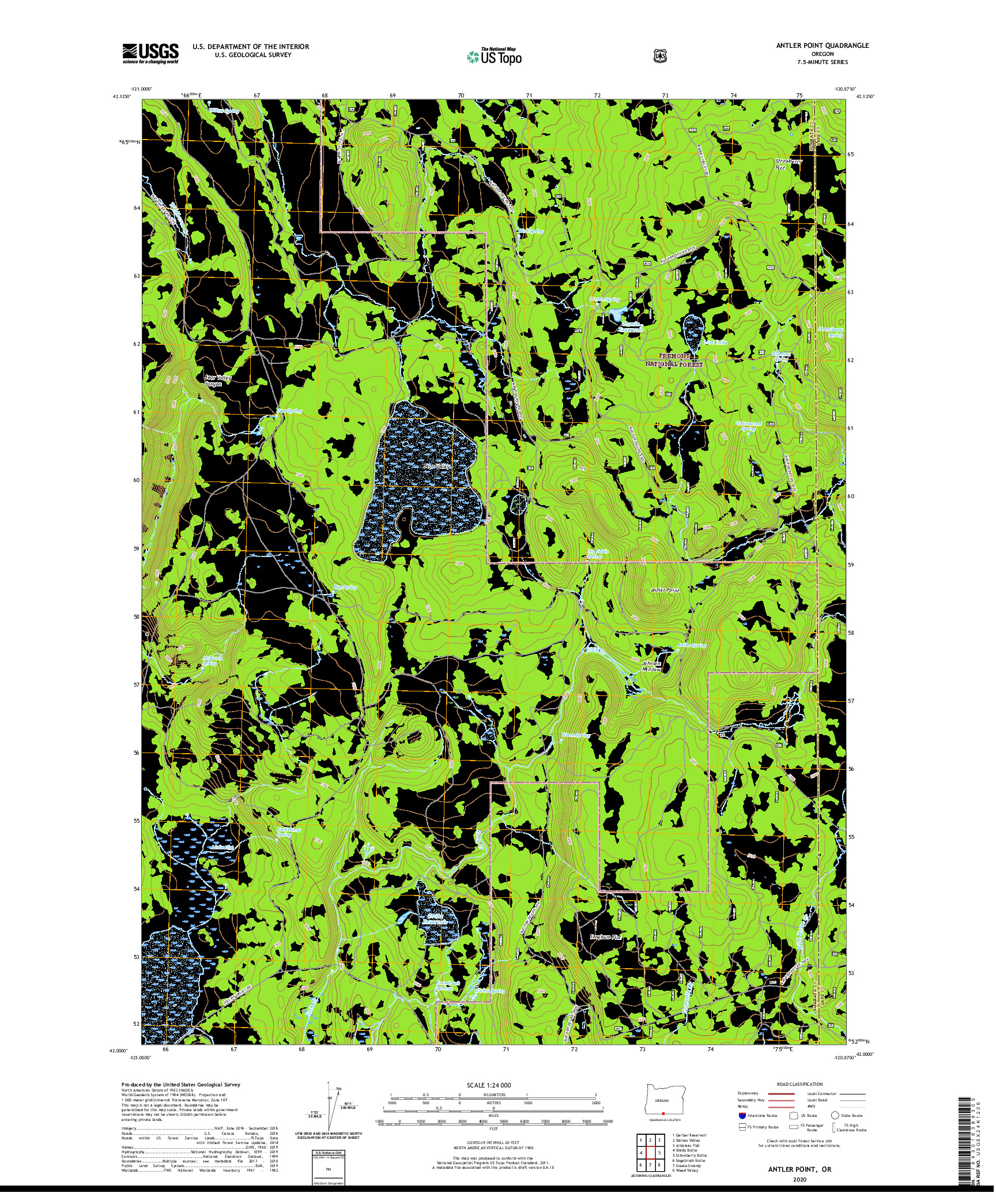 USGS US TOPO 7.5-MINUTE MAP FOR ANTLER POINT, OR 2020