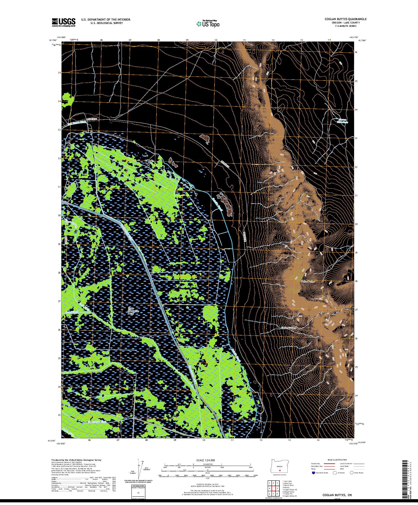 USGS US TOPO 7.5-MINUTE MAP FOR COGLAN BUTTES, OR 2020