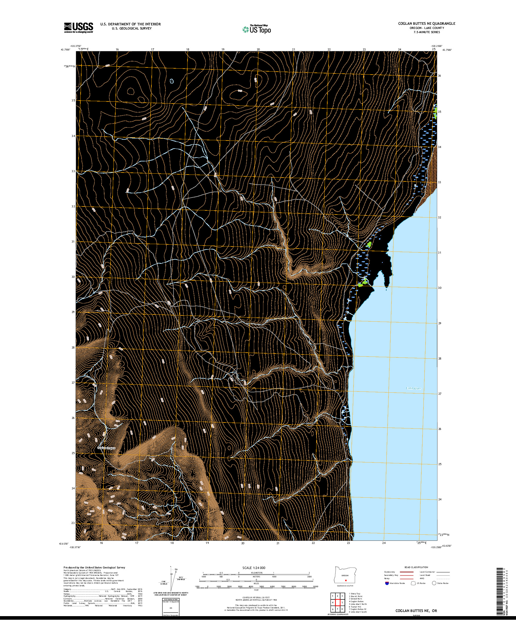 USGS US TOPO 7.5-MINUTE MAP FOR COGLAN BUTTES NE, OR 2020