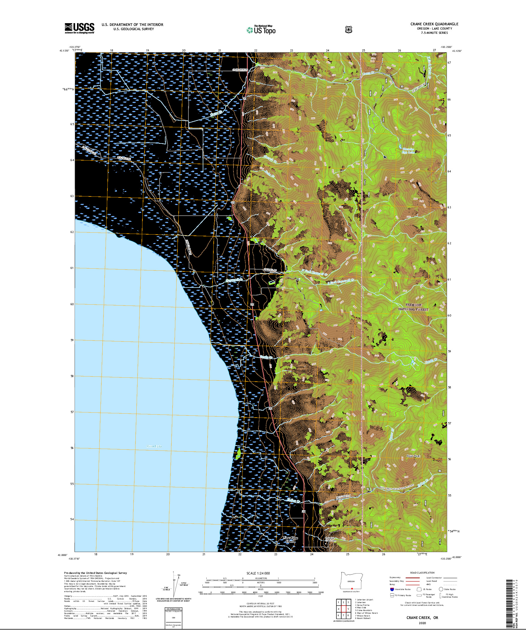 USGS US TOPO 7.5-MINUTE MAP FOR CRANE CREEK, OR 2020