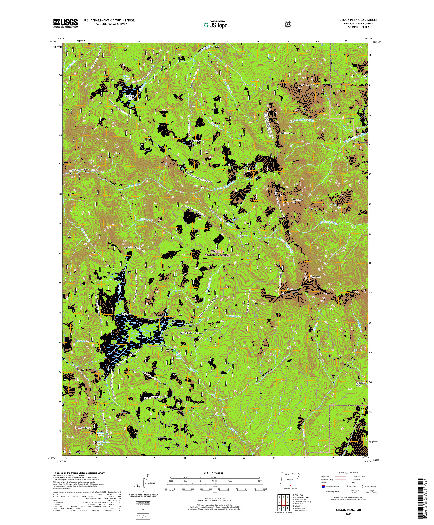 USGS US TOPO 7.5-MINUTE MAP FOR CROOK PEAK, OR 2020