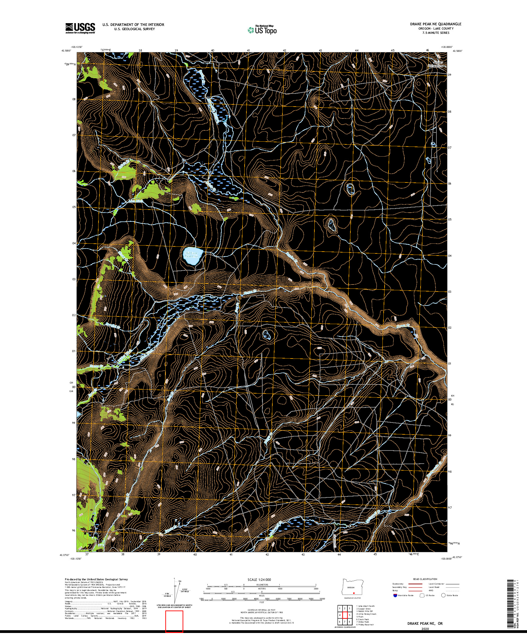 USGS US TOPO 7.5-MINUTE MAP FOR DRAKE PEAK NE, OR 2020