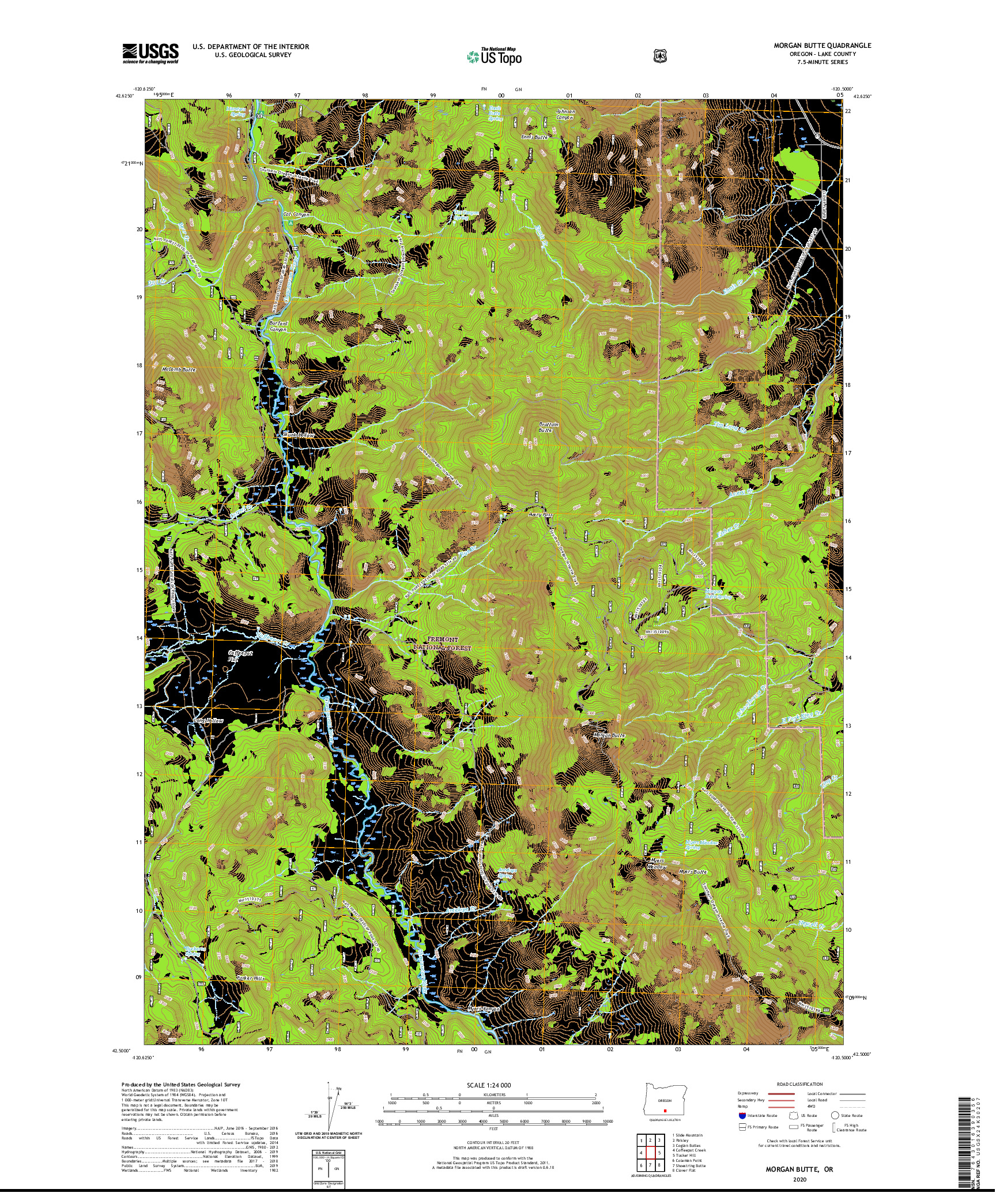 USGS US TOPO 7.5-MINUTE MAP FOR MORGAN BUTTE, OR 2020