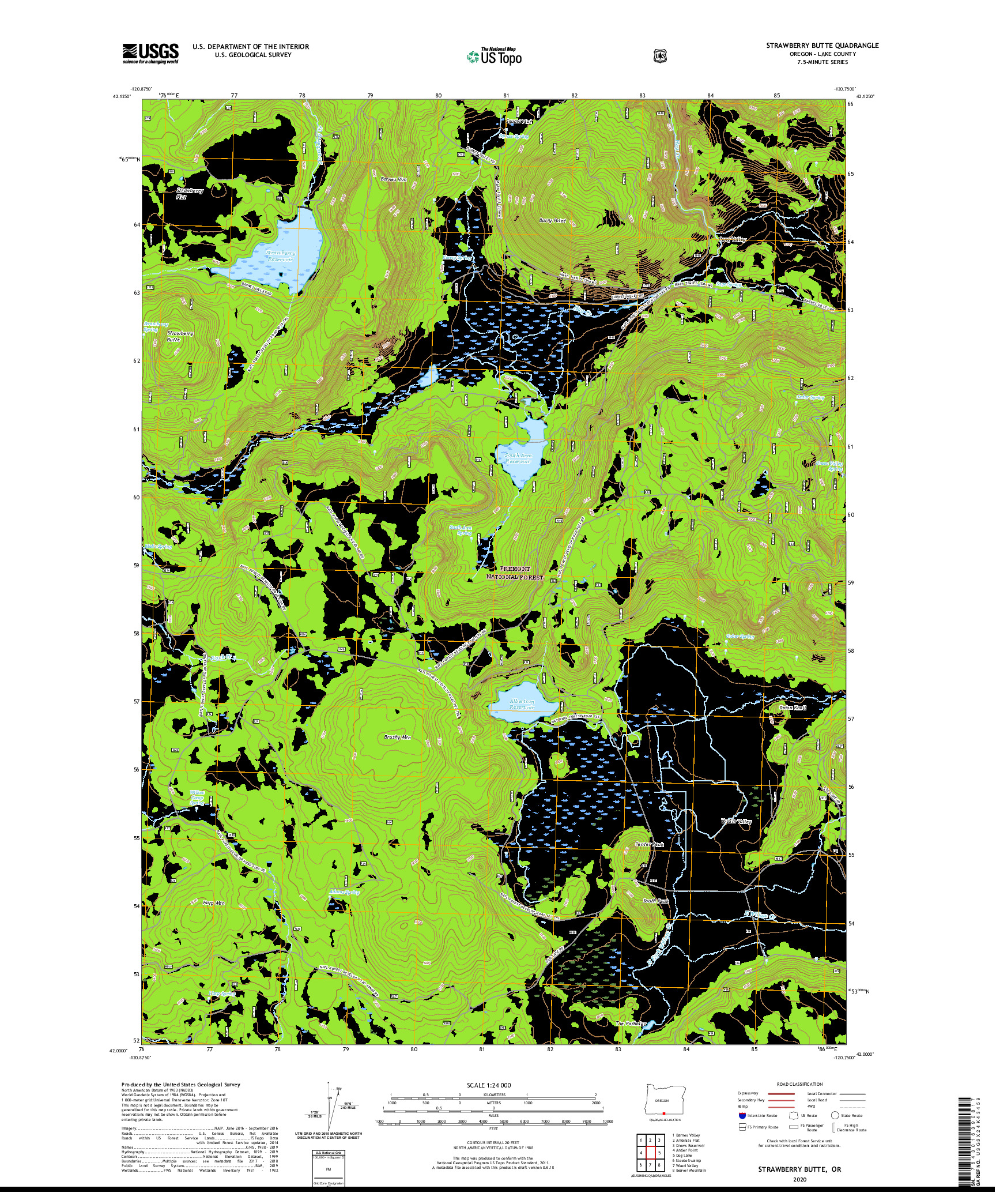 USGS US TOPO 7.5-MINUTE MAP FOR STRAWBERRY BUTTE, OR 2020