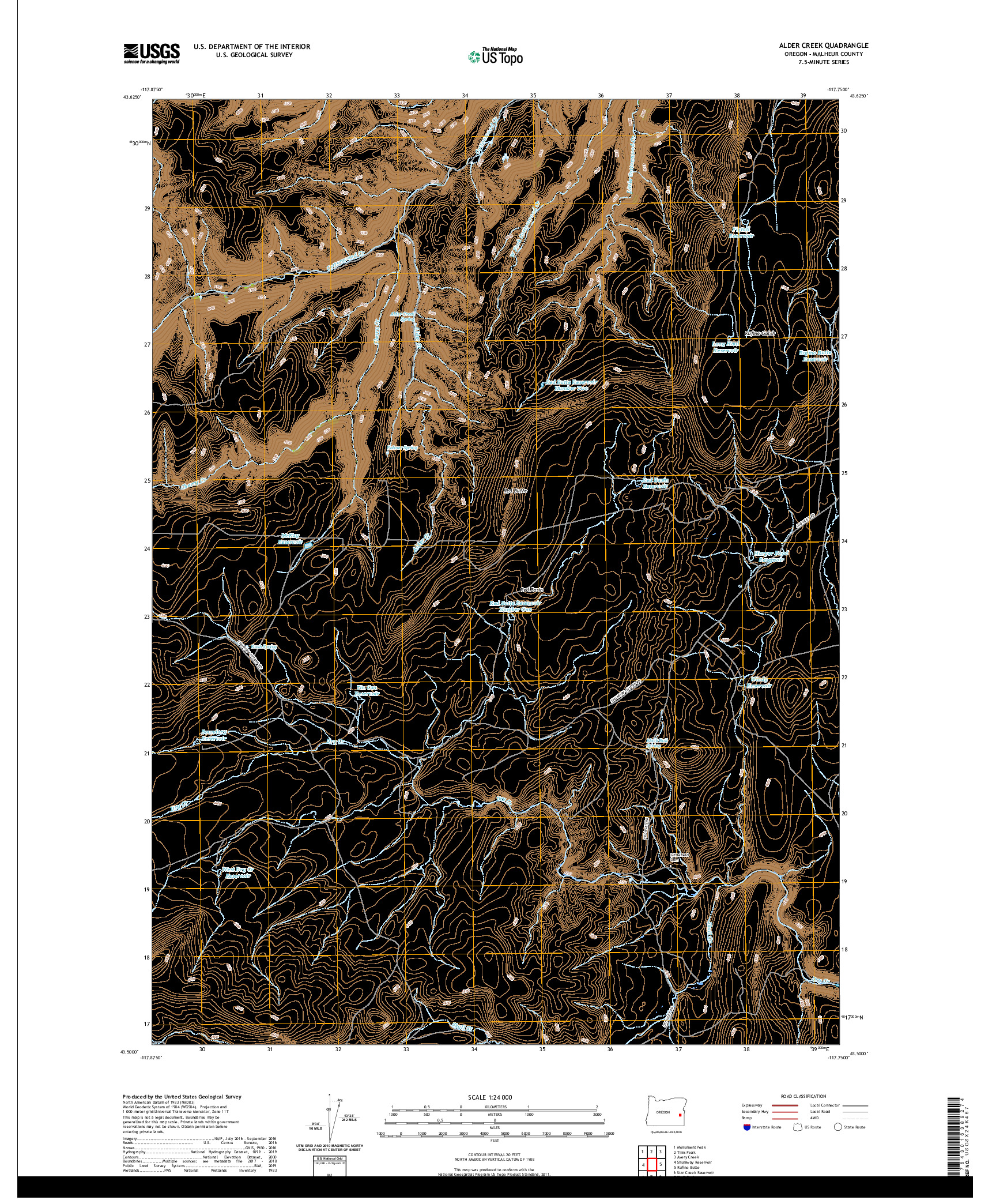 USGS US TOPO 7.5-MINUTE MAP FOR ALDER CREEK, OR 2020